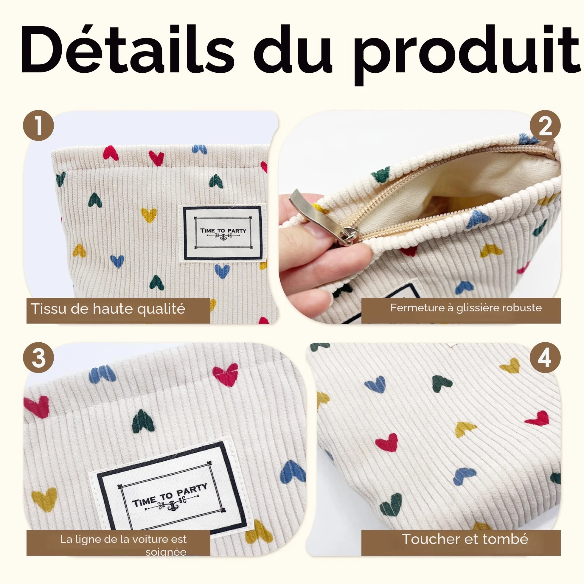 Trousse de Toilette Femme Maquillage Bebe Enfant Grande Pochette Sacoche