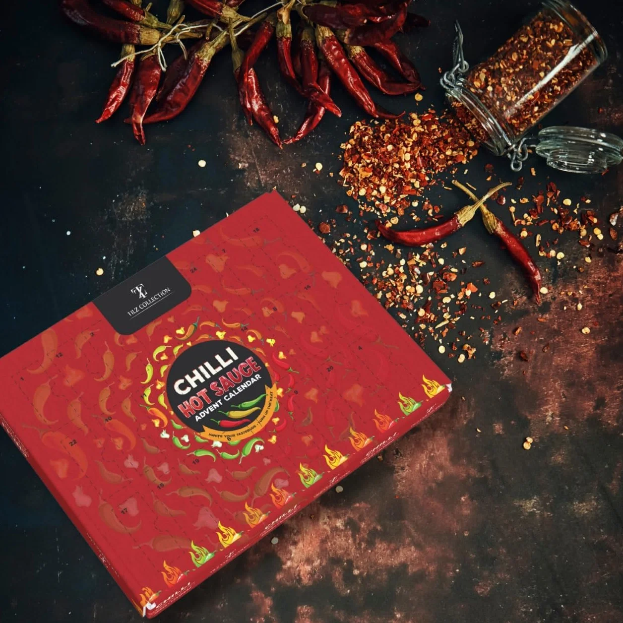 Calendrier de l’Avent au piment 2025 | Calendrier de l'Avent 24 jours avec sauce piquante, calendrier de l'Avent alimentaire de Noël 2025 pour hommes, ensemble de sauce piquante