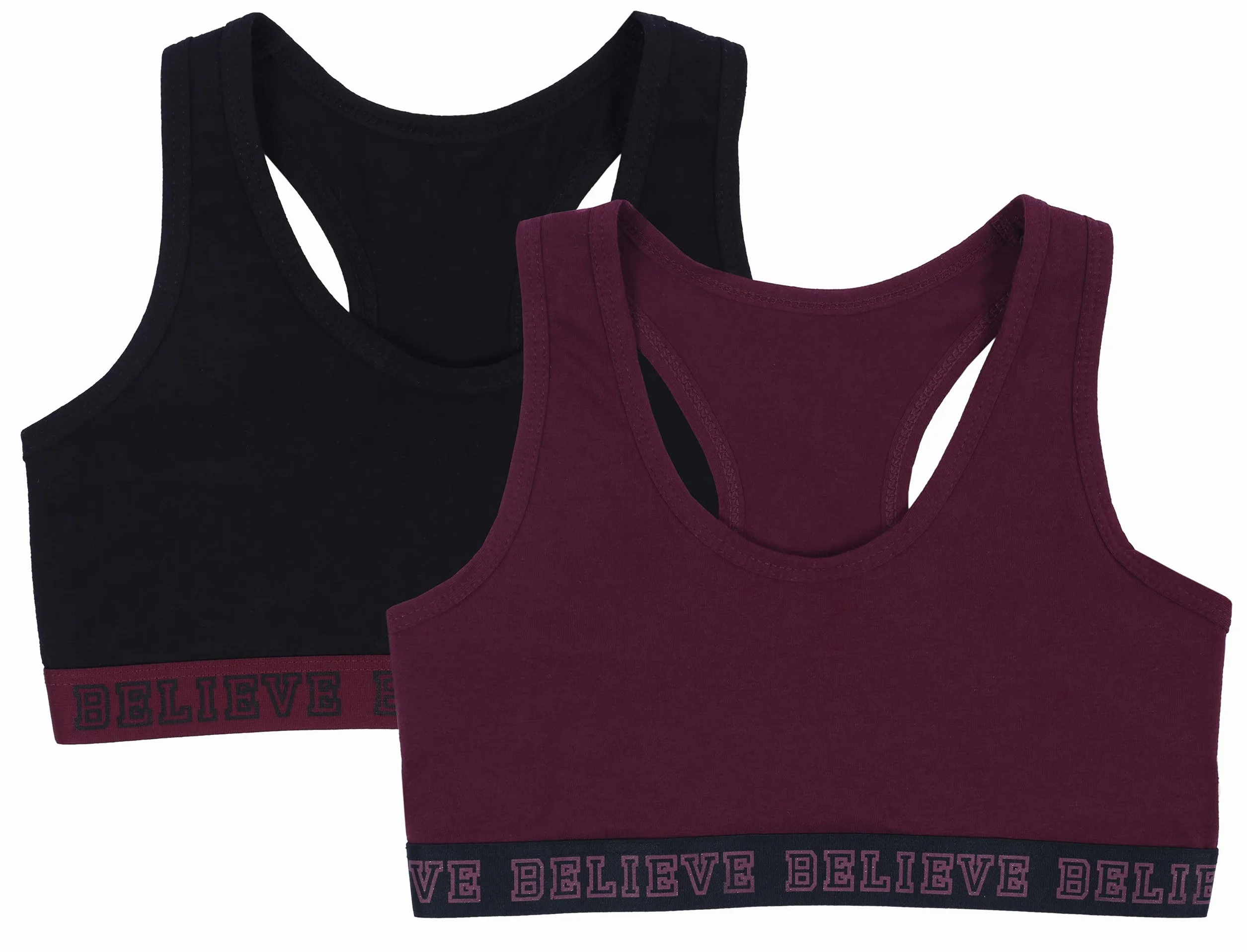 Haut de sport pour jeunes filles, bordeaux et noir, lot de 2