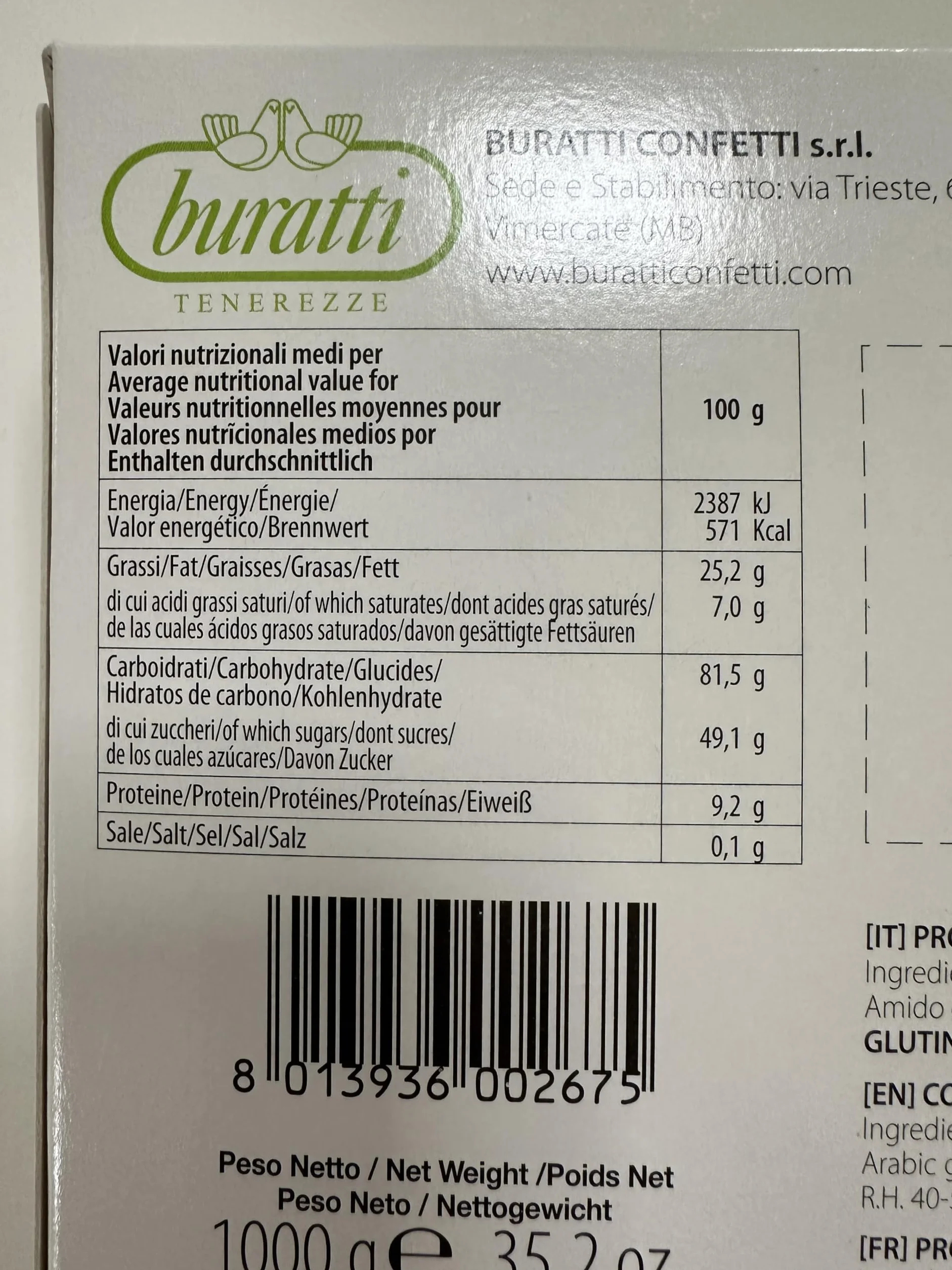 Buratti Confetti Dragées à l'amande Recouverte de Chocolat Pistache 1 Kg
