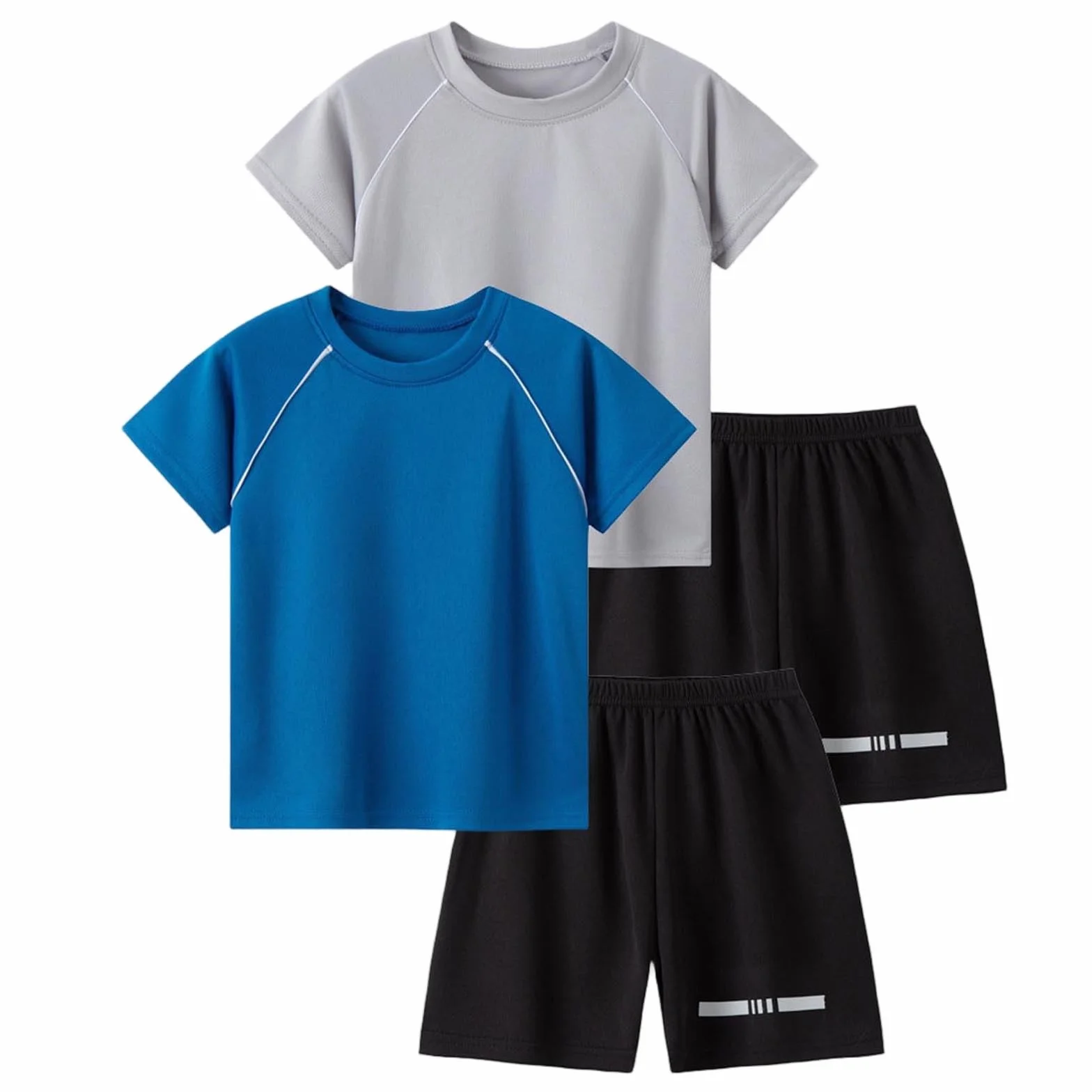 Lot de 2 t-shirts et shorts amples pour garçons - Vêtements de sport sans étiquette 2-14 ans