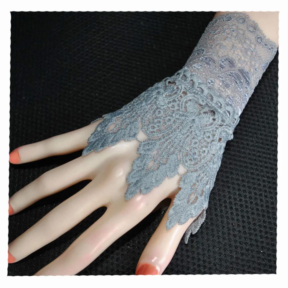 Découpe de Dentelle Crochet Fausse Manche Décorer Trompette Poignets Enfants Poignet en Dentelle, Gris - Taille Unique