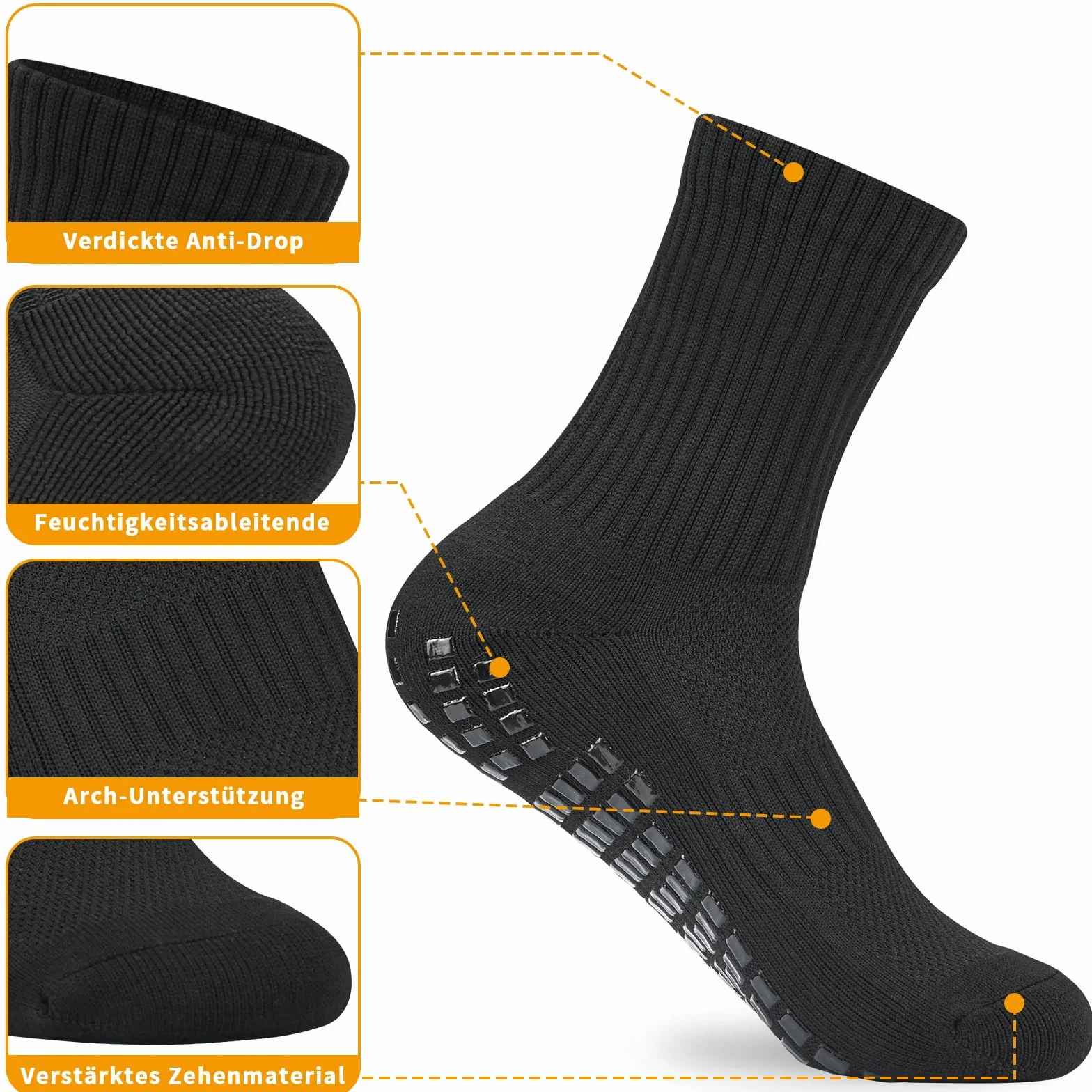 Chaussettes de football antidérapantes pour enfants, lot de 3 paires, tailles 31-34/35-38