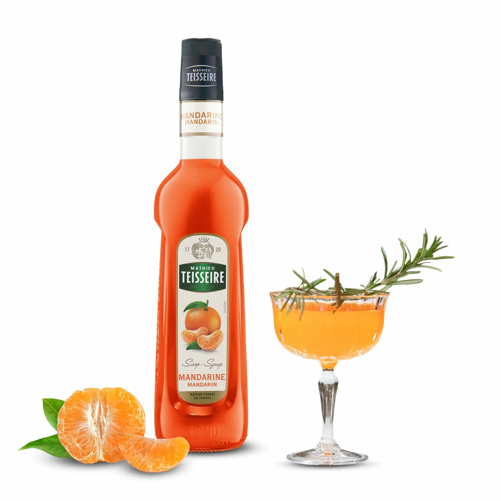 Sirop de Mandarine Mathieu Teisseire, pour boissons rafraîchissantes, cocktails et desserts, bouteille de 70cl