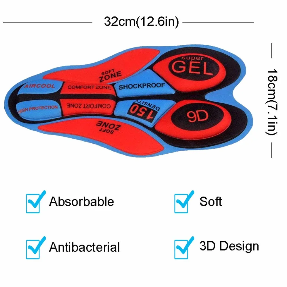 Shorts Cyclisme Rembourré Gel 3D Coolmax Respirant pour Hommes Femmes VTT
