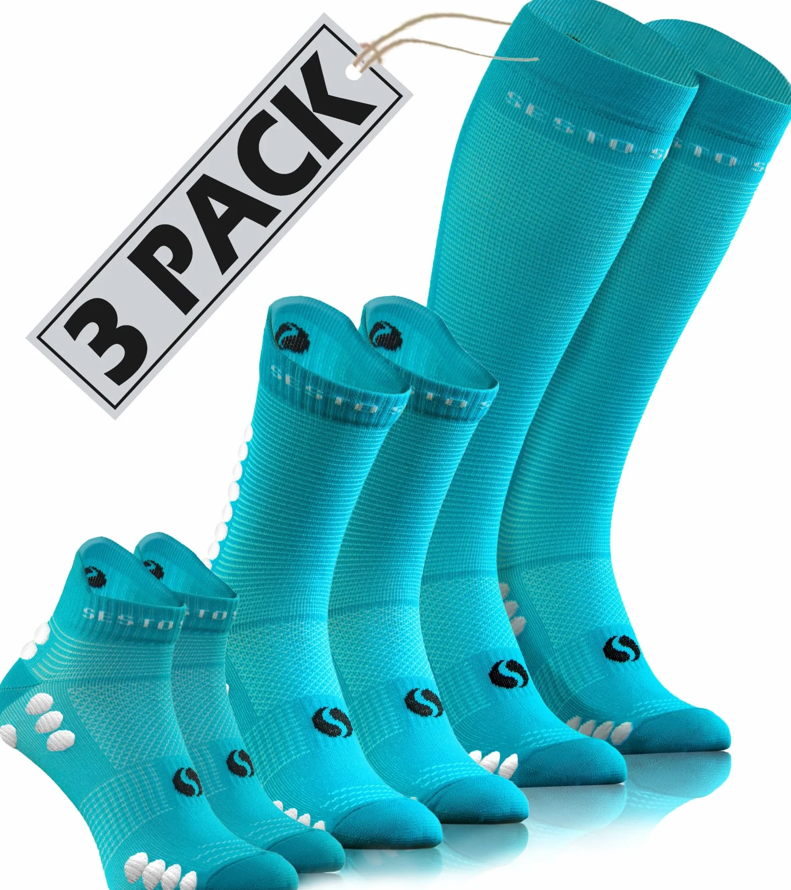 Sesto Senso 3 Paires Chaussettes de Sport Compression Mi-Mollet