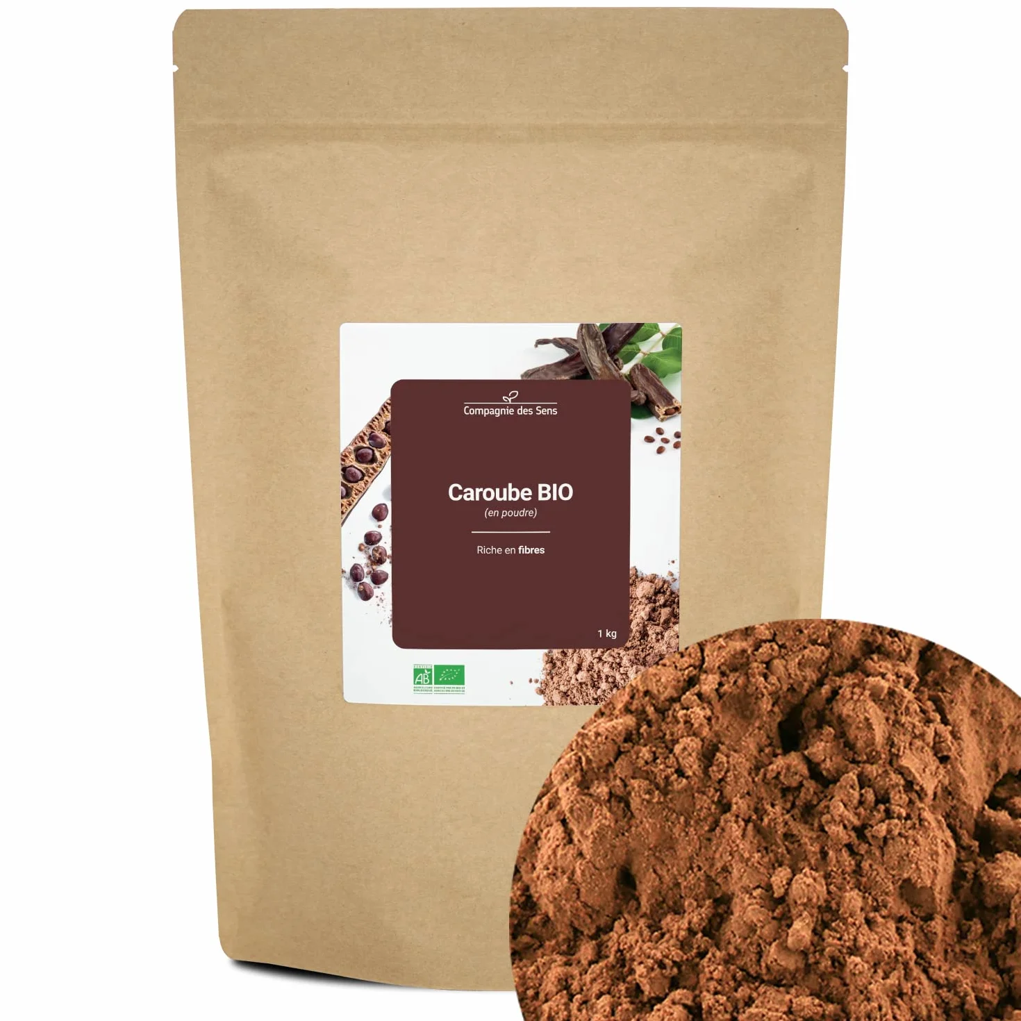 Caroube BIO (en poudre) - riche en fibres - 1kg