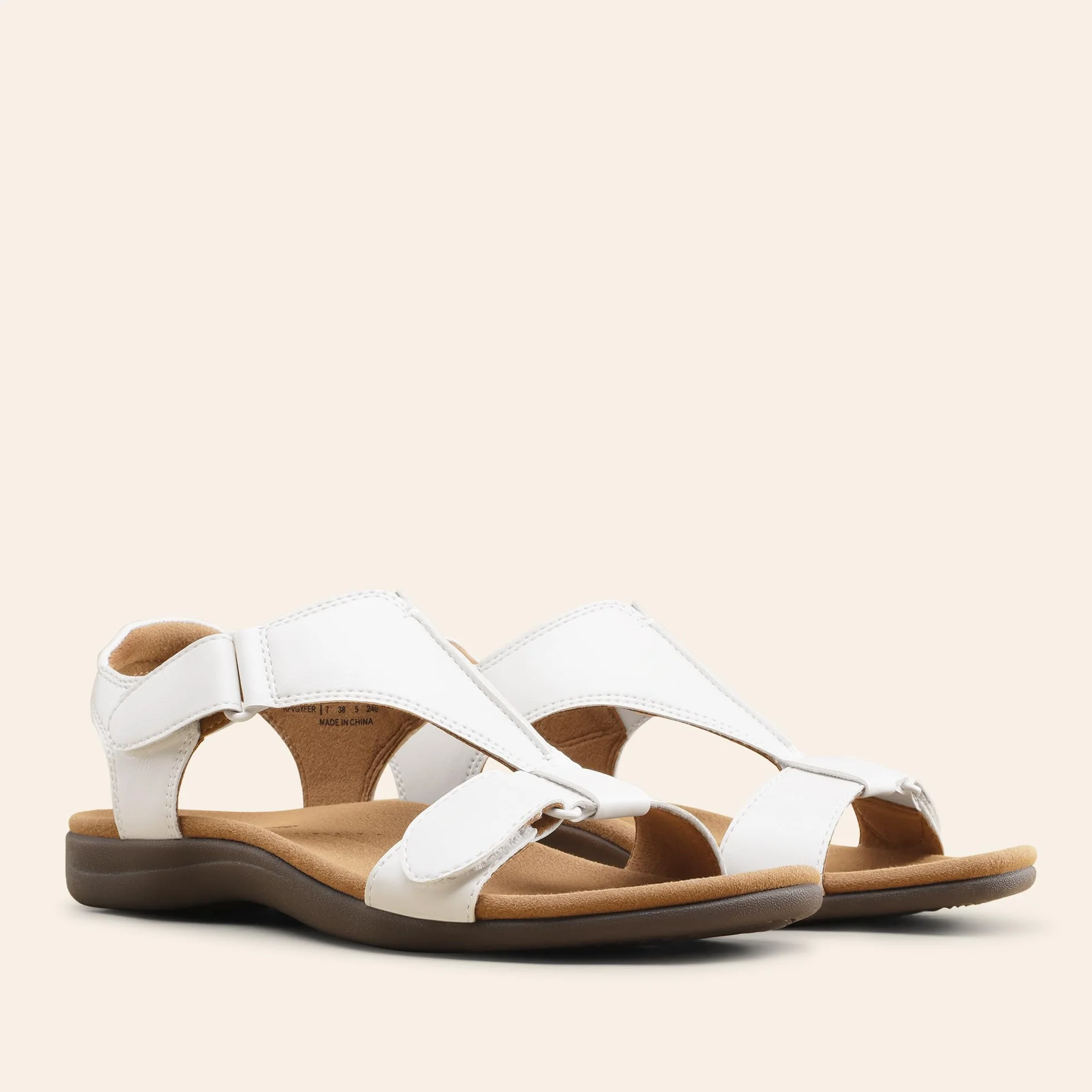 DREAM PAIRS Sandales orthopédiques plates soutien voûte plantaire sangle T femme confortables marche été