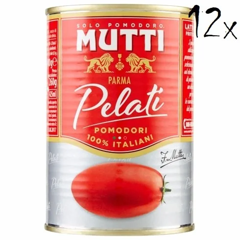 Lot de 12 Boites Mutti Tomates Pelées 100% Italiennes poids net 400 g Unitaire