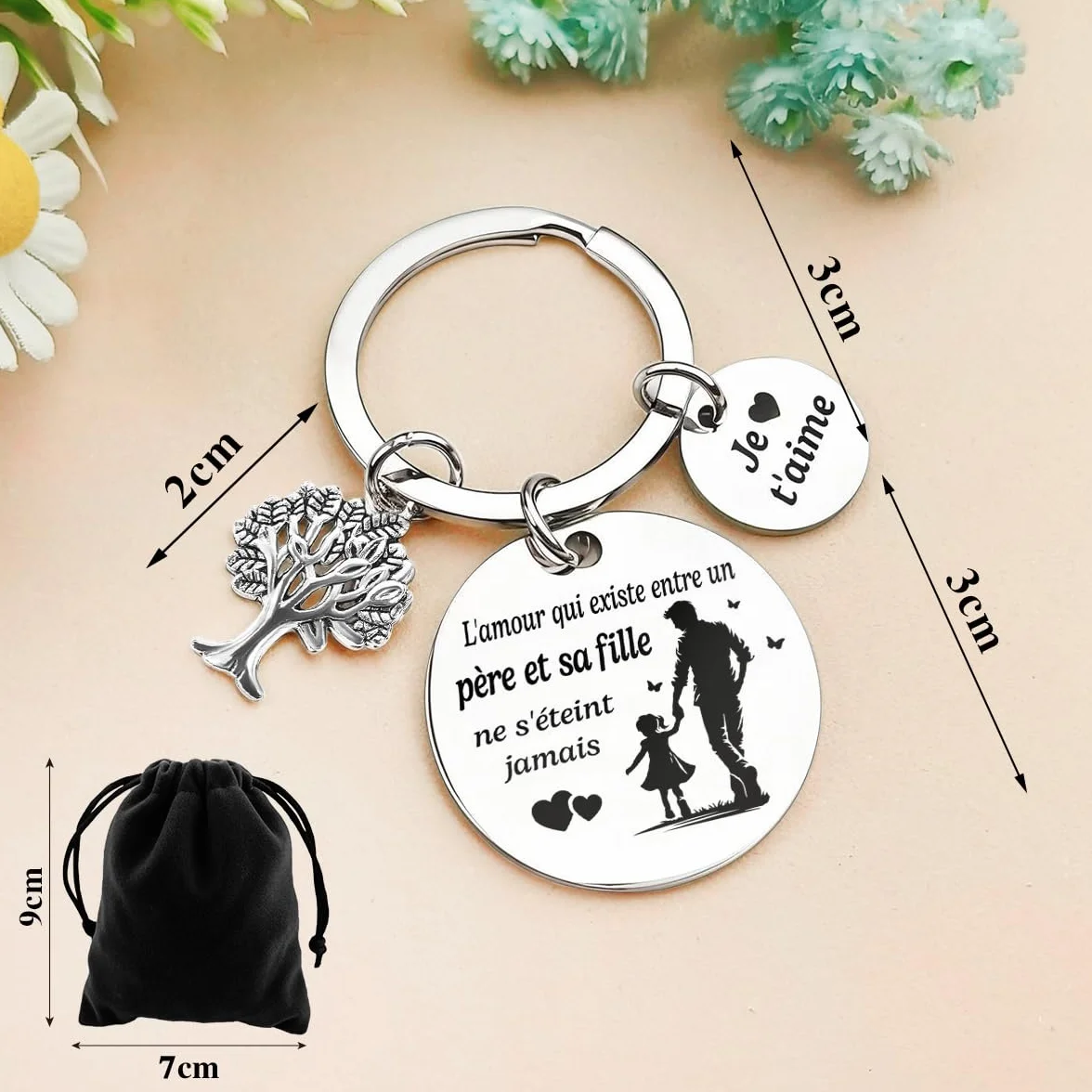 Porte-cles Cadeau Fete Des Peres Papa Anniversaire Je t'aime
