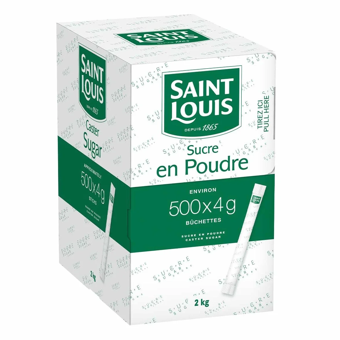 SAINT LOUIS - SUCRE EN POUDRE - 500 BÛCHETTES DE 4g (2KG) - IDÉAL POUR LES PROFESSIONNELS