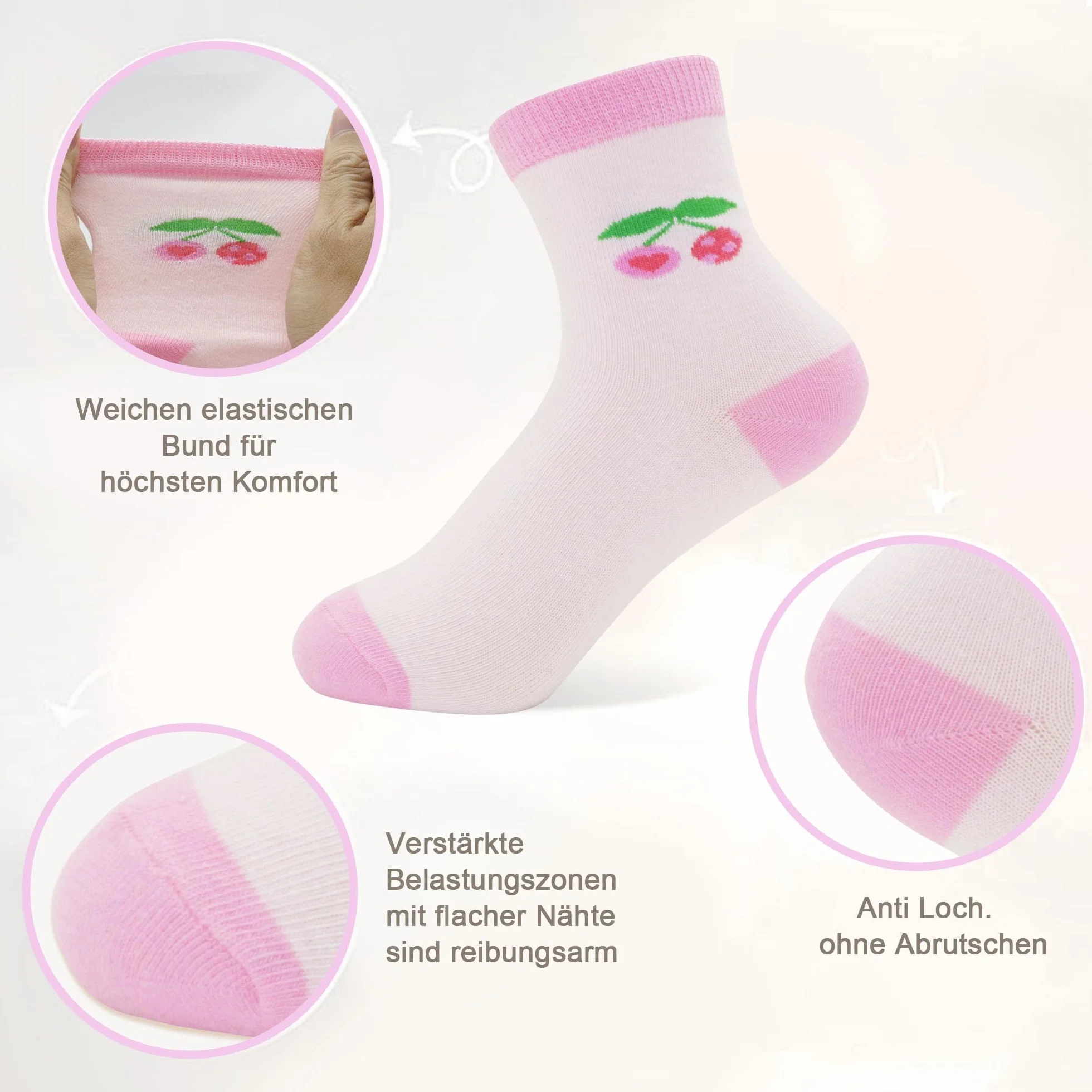 Chaussettes Enfants Filles Garçons en Coton Douces Cheville Coloré Sport