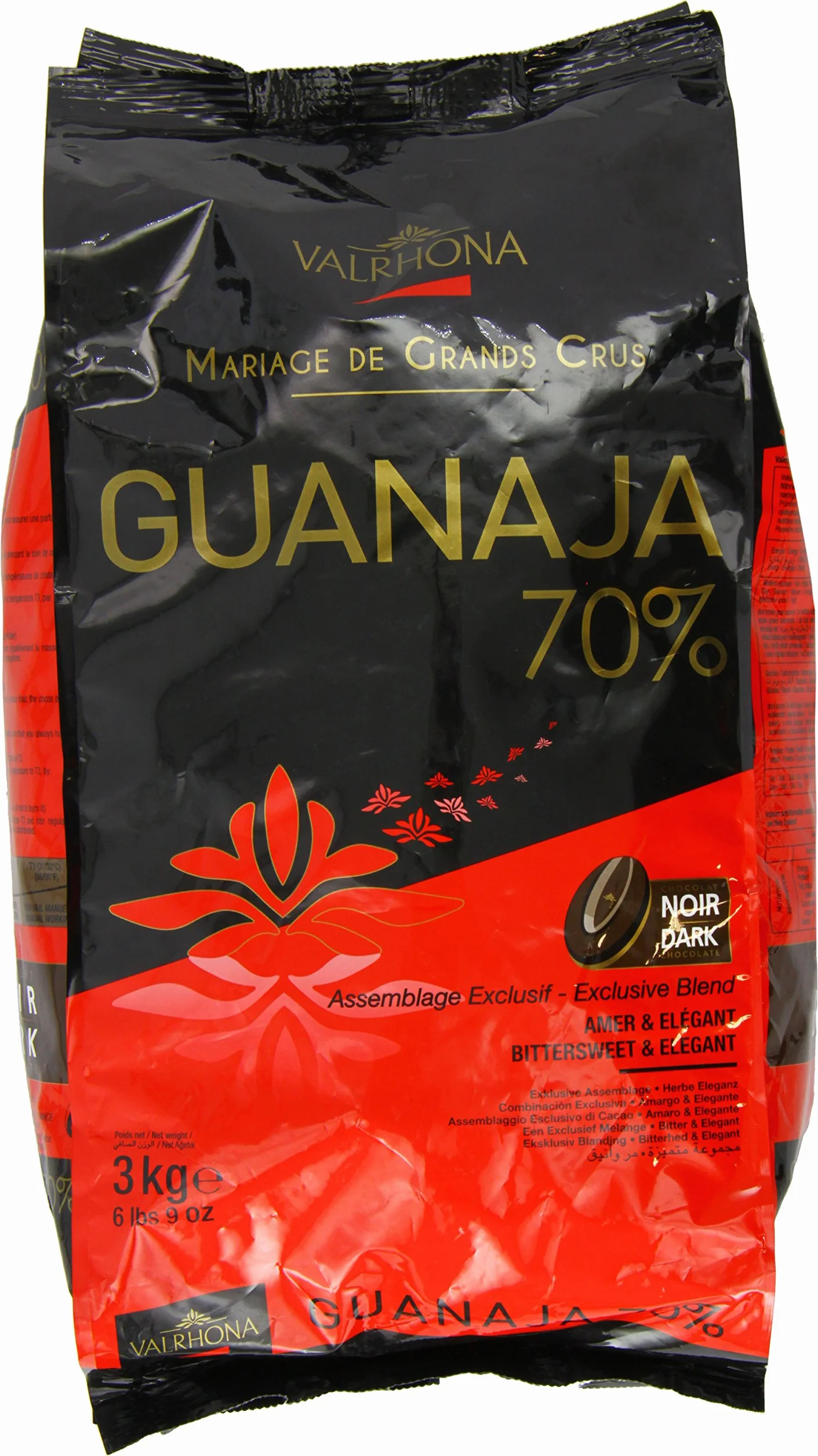 Fèves chocolat noir Valrhona Guanaja 70% Poids:3 kg