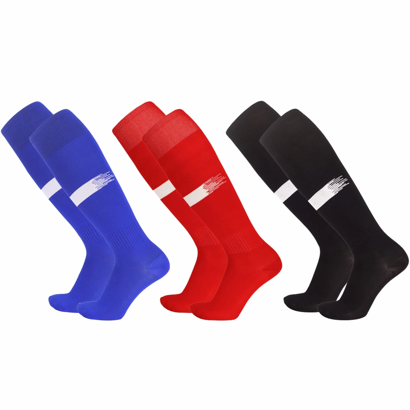 Chaussettes de football pour enfants, athlétiques, longues, respirantes, rayées à hauteur du genou, 3 paires