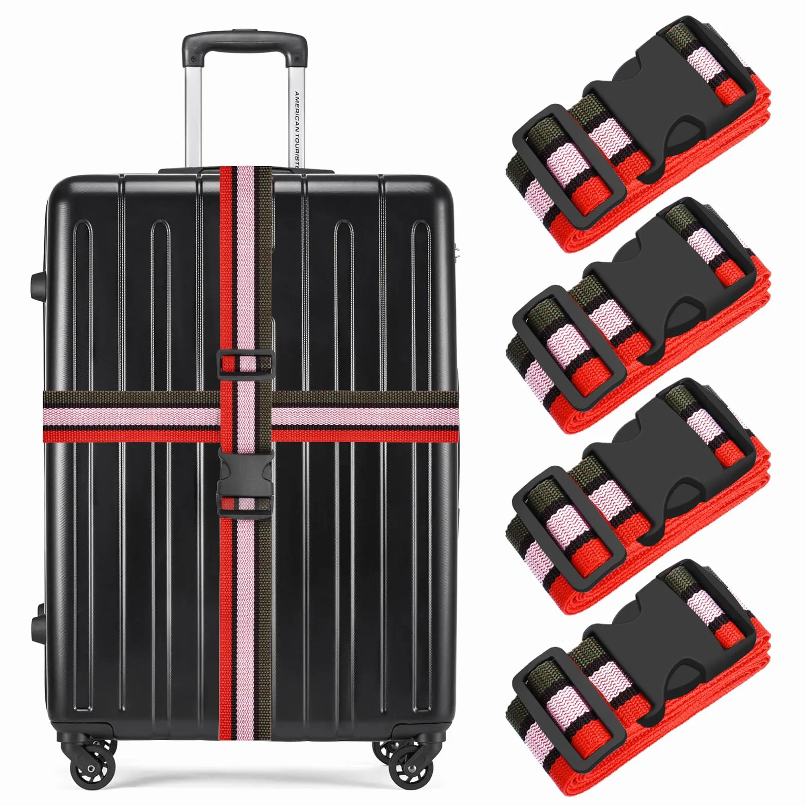 Sangles de Bagage Lot de 4 Robustes Réglables pour Valises - Accessoire de Voyage