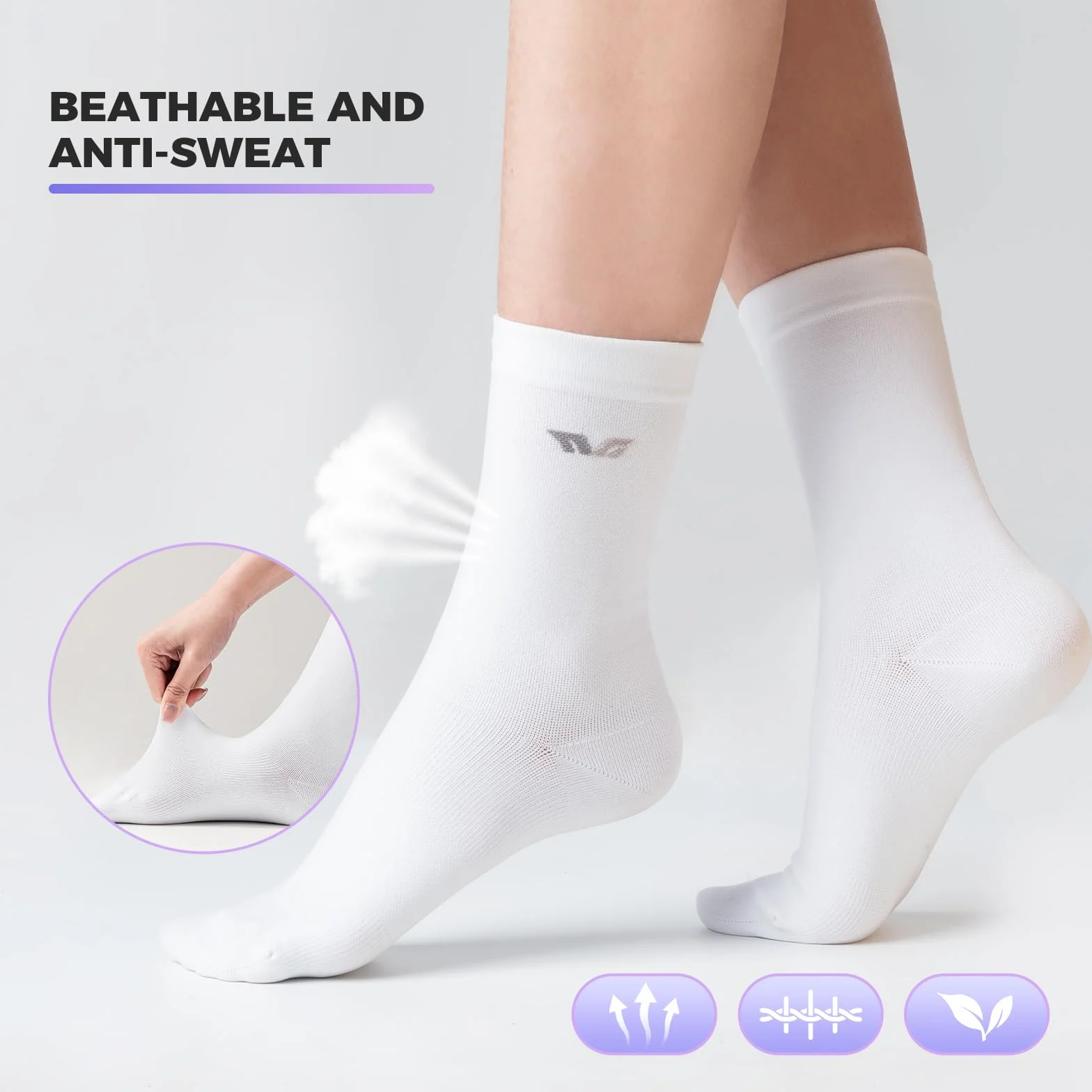 ROCKBROS TVI Chaussettes de Sport Femme Lot de 2, Socquette Courte Respirante Running Cyclisme Fitness Taille S/M