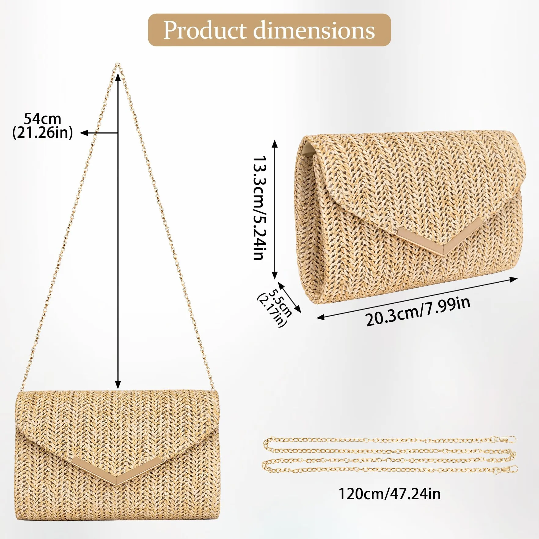 Larcenciel Pochettes et Clutches Femme Sac a Main avec Bandoulière Détachable