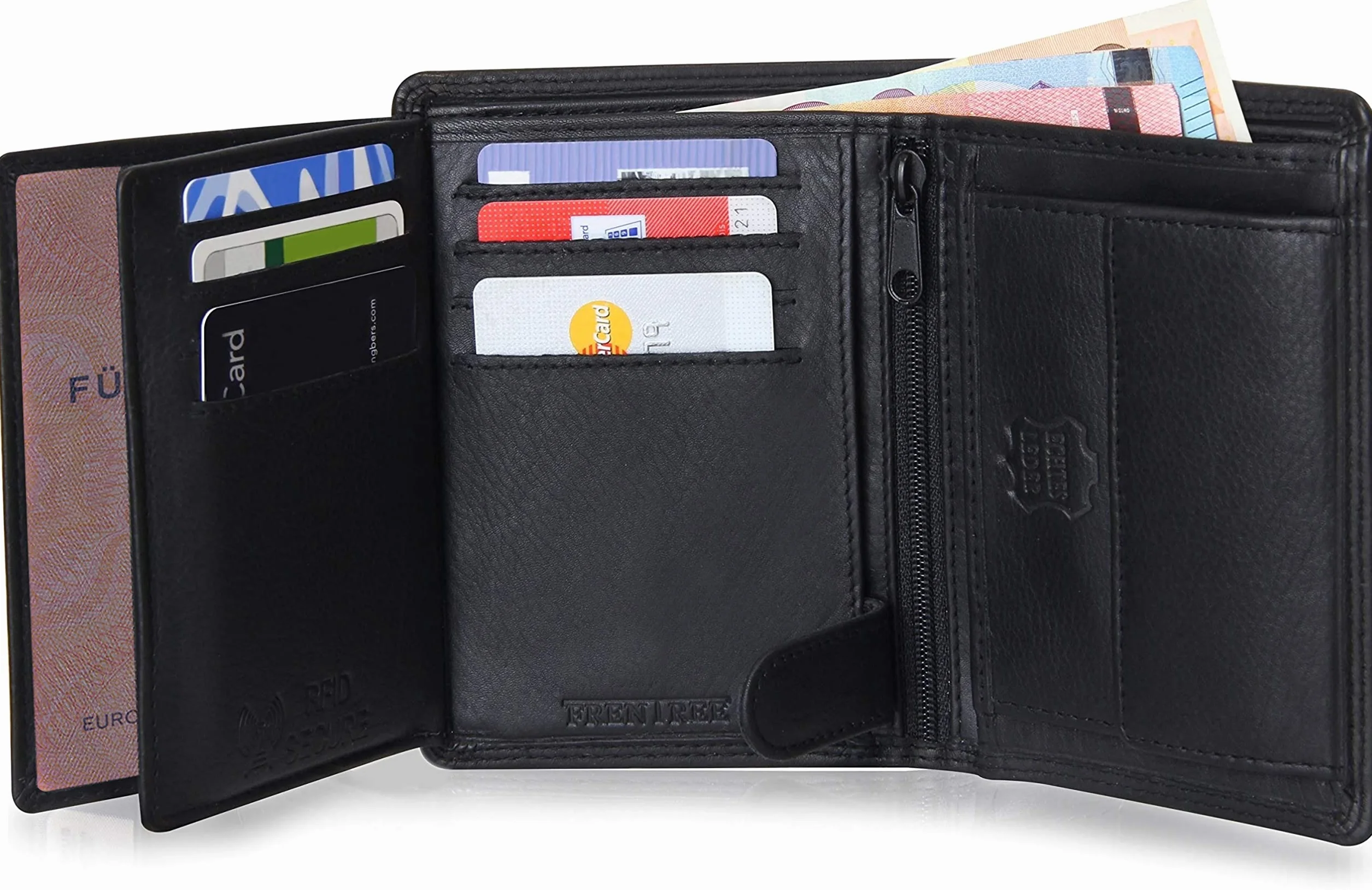 Portefeuille Homme Cuir Nappa Protection RFID 15 Emplacements Cartes Format Portrait Noir