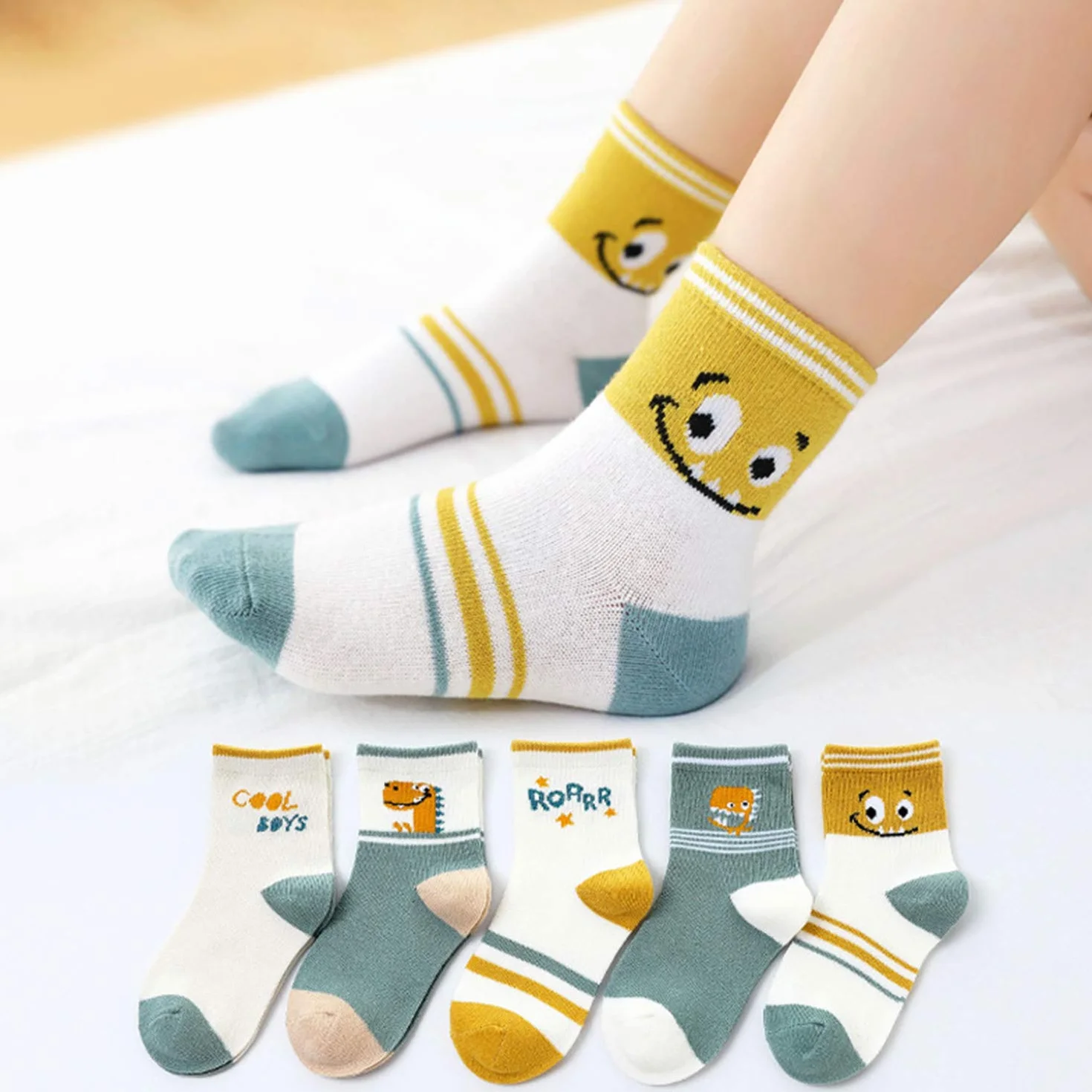 Chaussettes Bébé Coton 10 Paires Enfant Garçons Filles Dessin Animé Printemps Automne Hiver