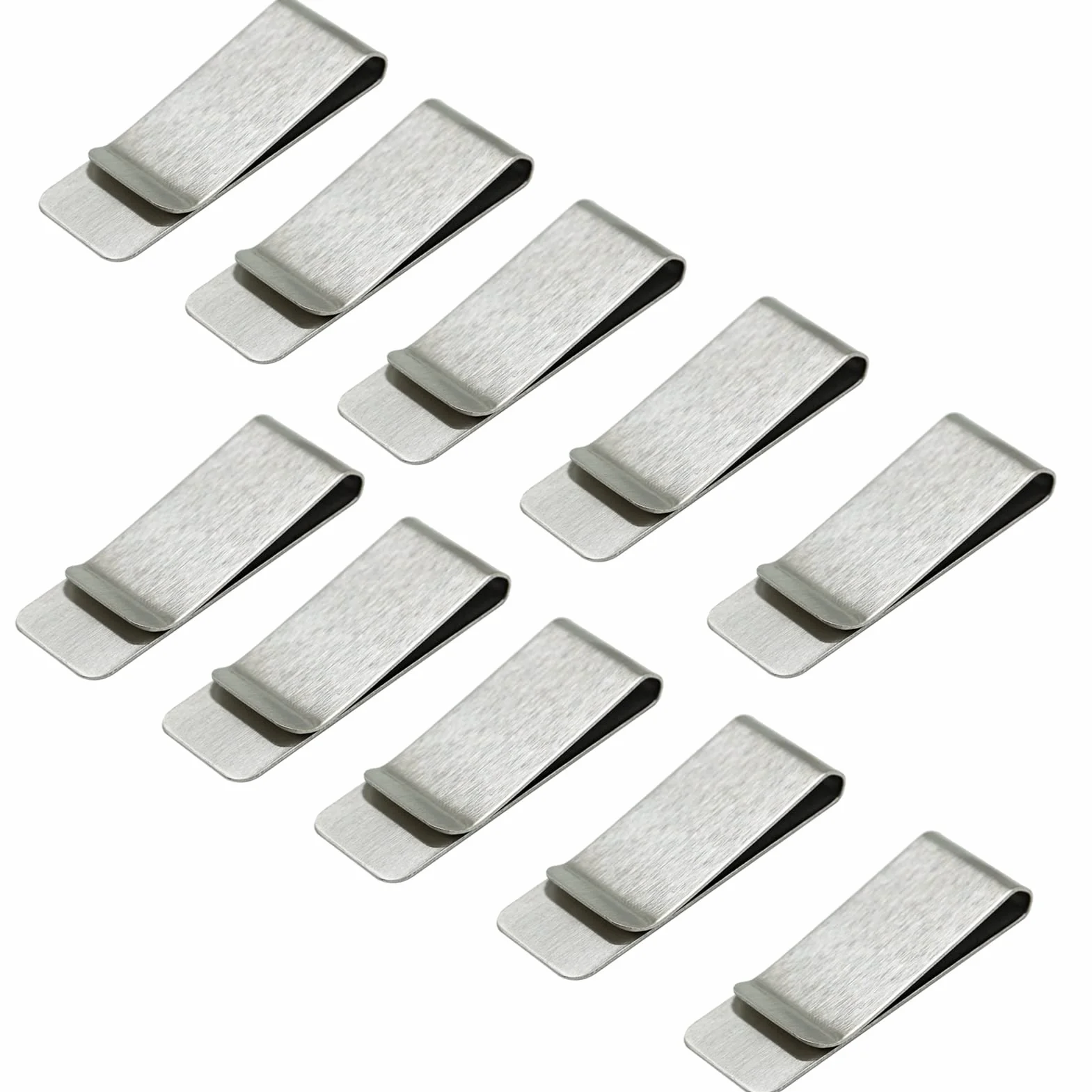 Mince Pince à Billets en Métal 10 Pcs Portefeuille Clips Porte-Cartes Argent