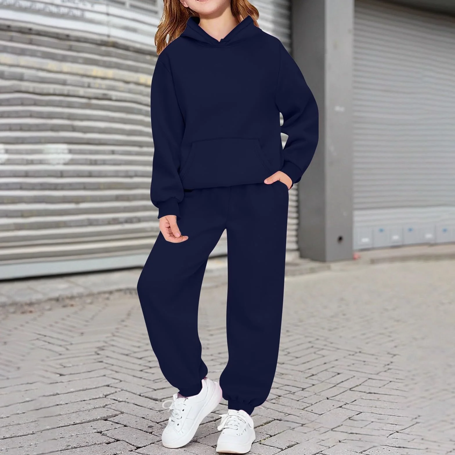 Ensemble survêtement capuche fille garçon 2-13 ans coton doux automne printemps