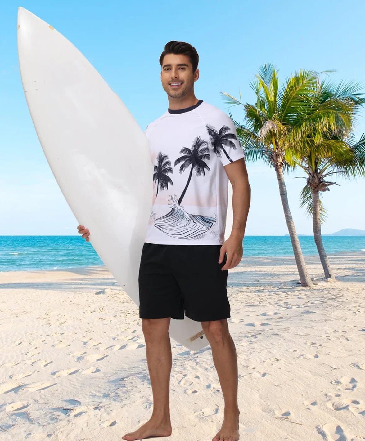 VAYAGER Maillot de Bain Homme Anti-UV UPF 50+ Rashguard Séchage Rapide Protection Solaire
