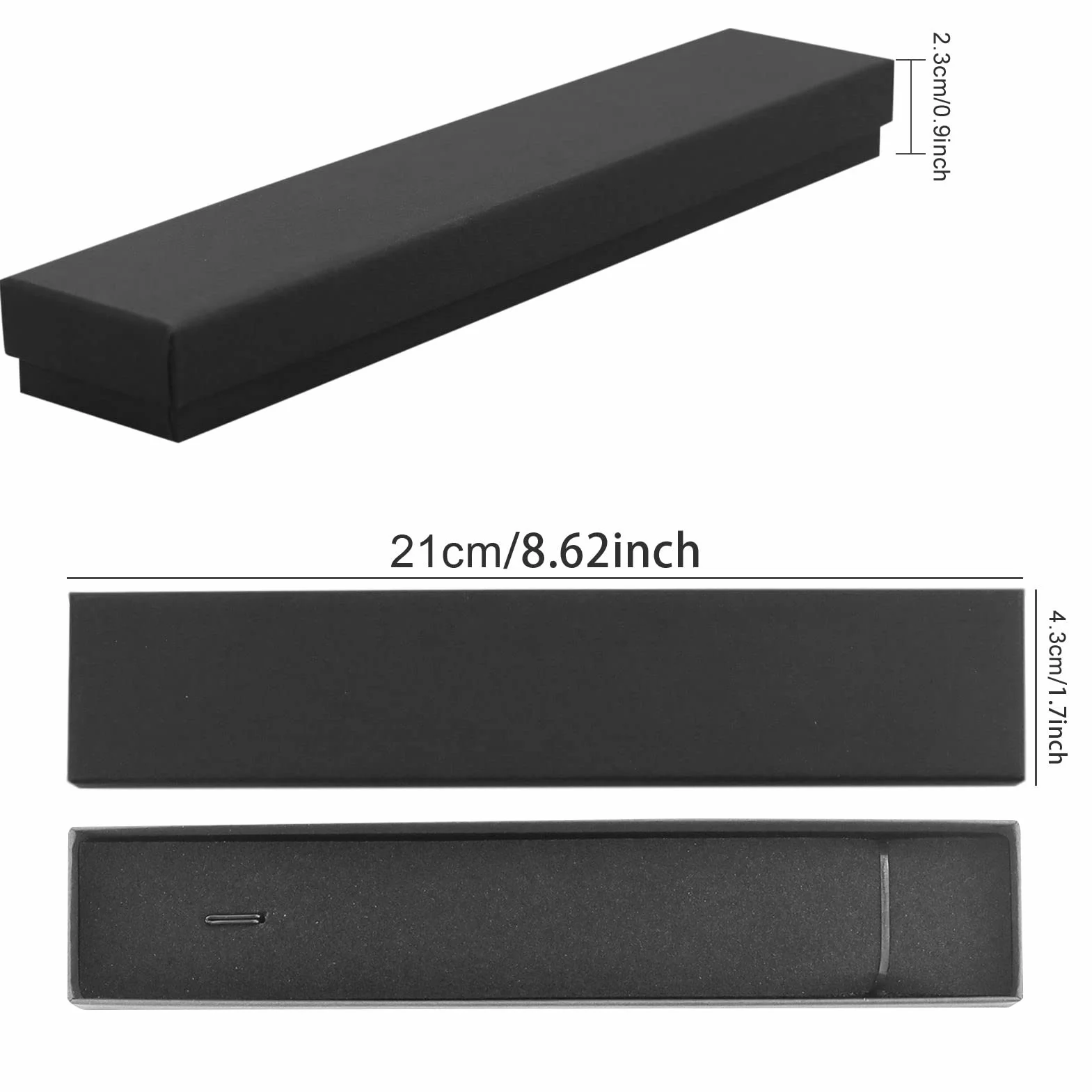 Boîte-cadeau de bijoux en carton rectangulaire avec éponge pour collier bracelet (noir)