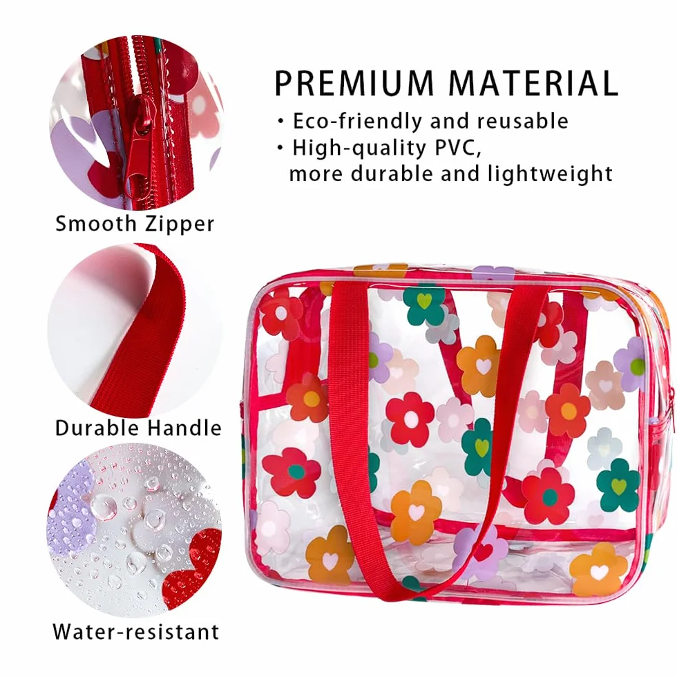 Trousse de toilette imperméable PVC motif floral 30 x 21 x 11 cm fermeture éclair voyage