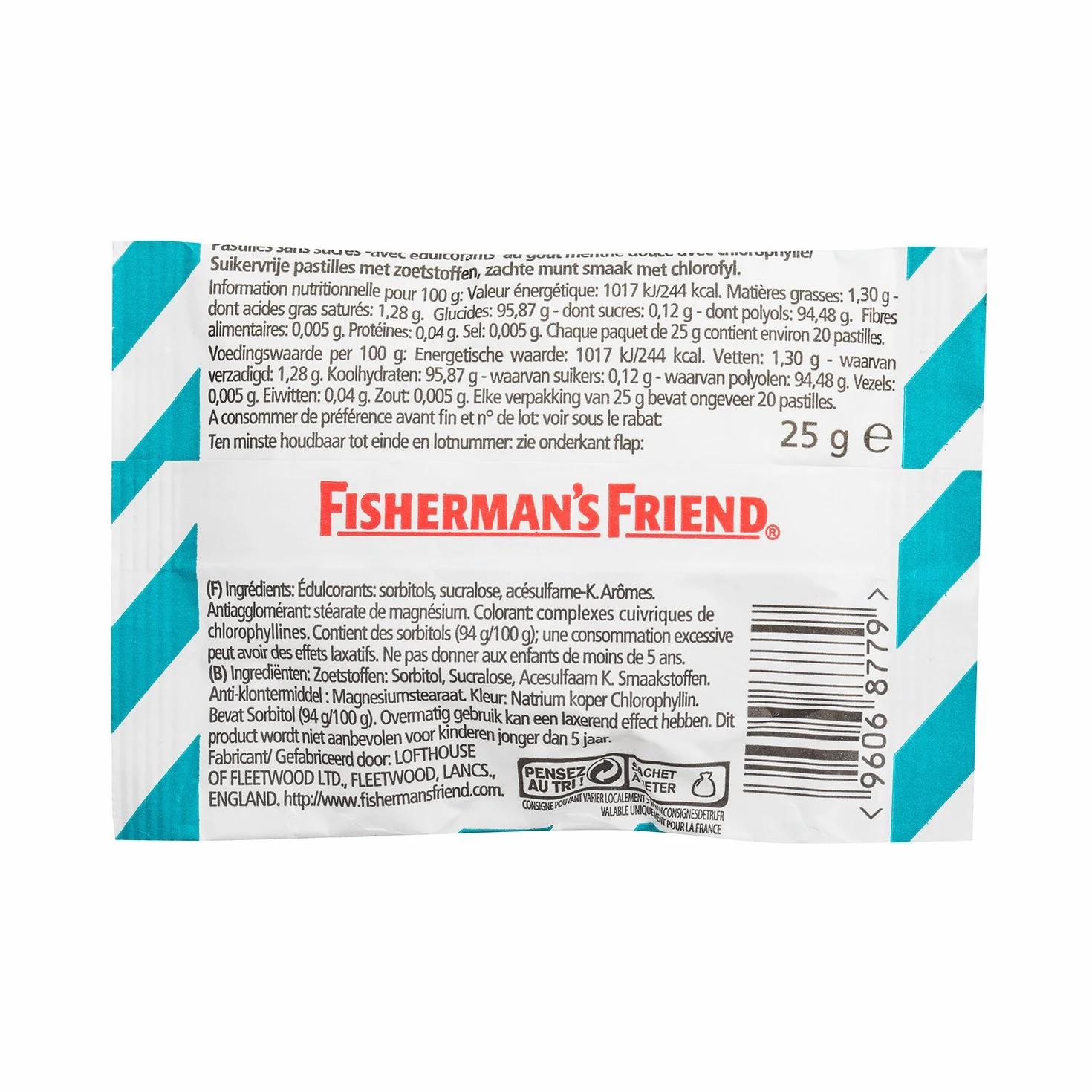 Fisherman'S Friend Sachets Menthe Douce Pastilles Sans Sucres Chlorophylle Fraîcheur Intense Haleine Fraîche Boîte 24 sachets 25g