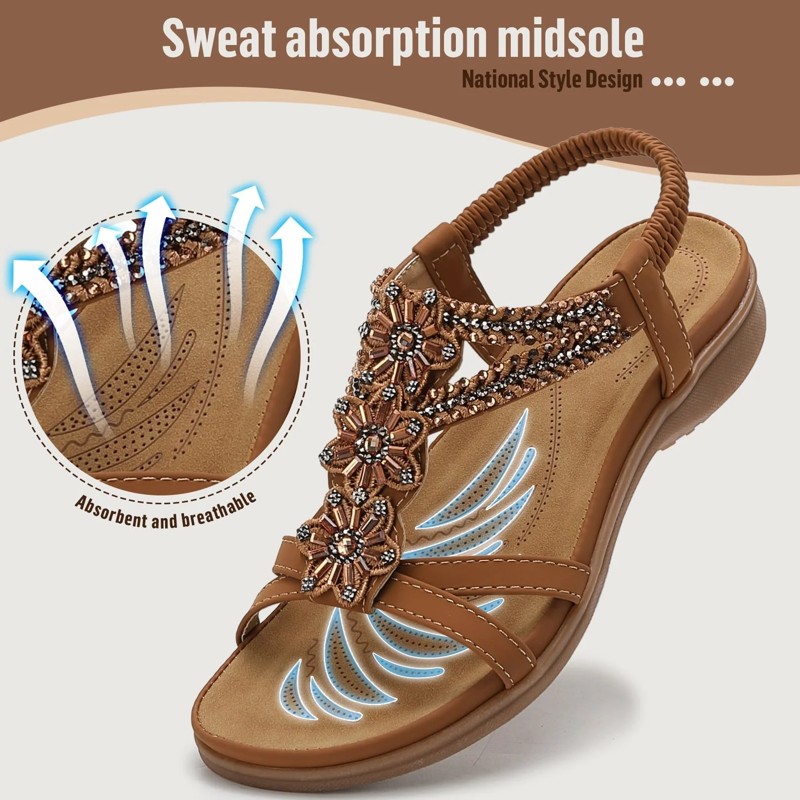 Littleplum Sandales Plats Femme Été Plates Confortable Chaussures de Plage