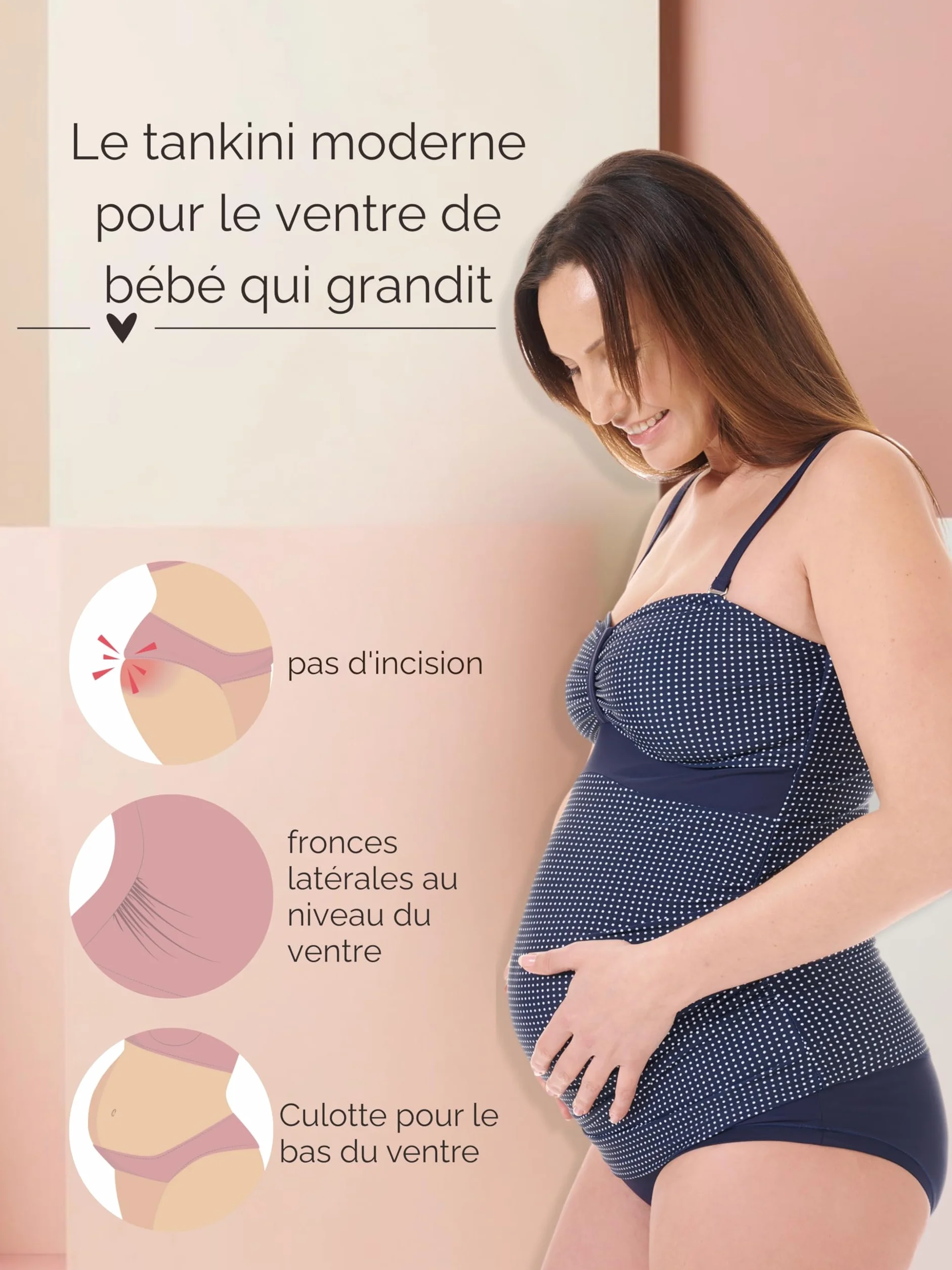 Tankini de Grossesse Maillot de Bain Maternité 2 Pièces Protection UV