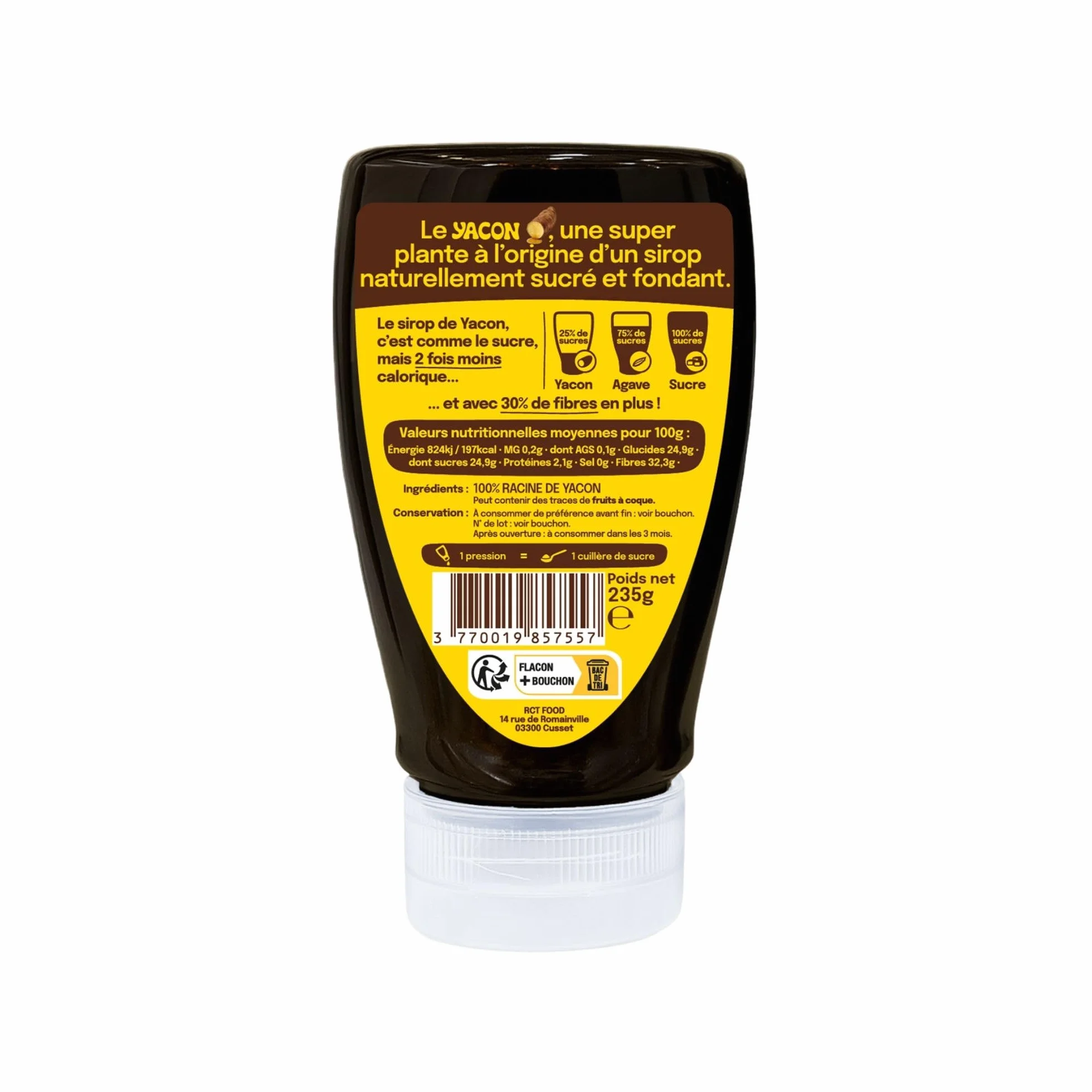 Yacon&co Sirop Squeeze - Alternative naturelle au sucre - Sans conservateur - Fabriqué en France - IG le plus bas du marché - Riche en prébiotiques - Fort pouvoir sucrant - Texture miel - Vegan,Keto