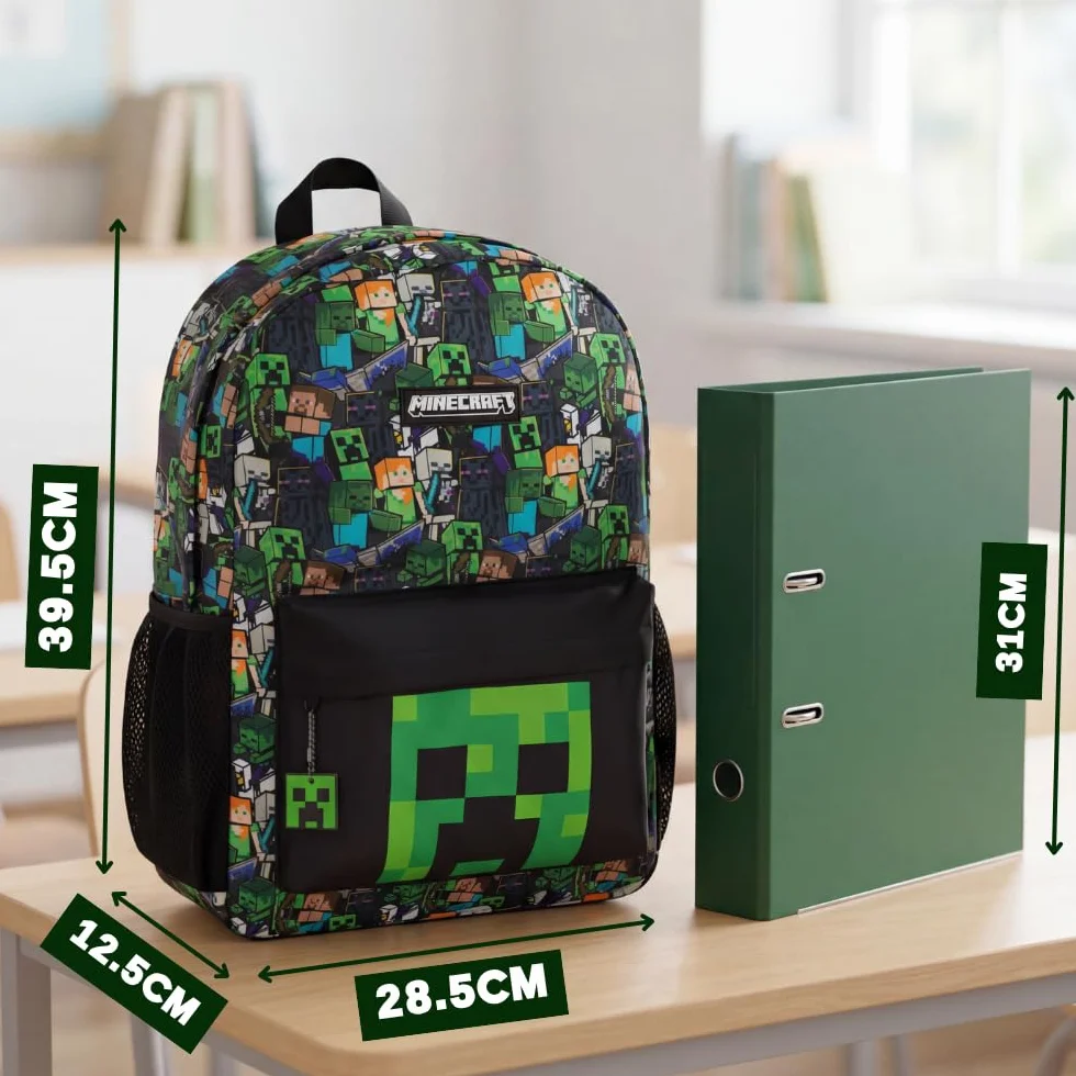 Minecraft Sac à dos multicolore Steve & Creeper avec zip pour enfants