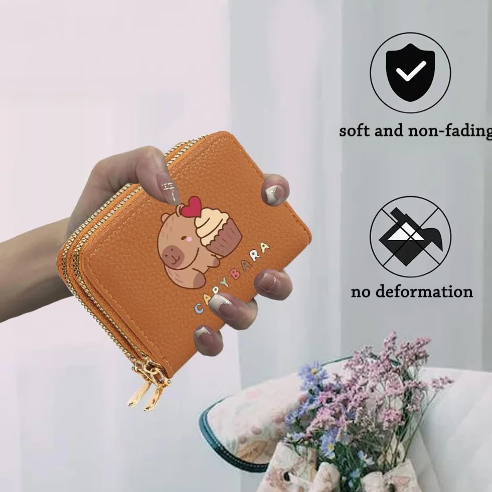 Portefeuille Enfant Cuir Capybara Porte-Monnaie Animaux Brun