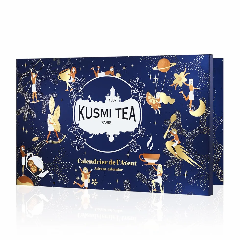 Kusmi Tea - Calendrier de l'Avent 2025 Bio - 24 Surprises - Thés Noirs, Verts, Blanc, Infusions - Idée Cadeau Femme et Homme - Cadeau Noël - Secret Santa