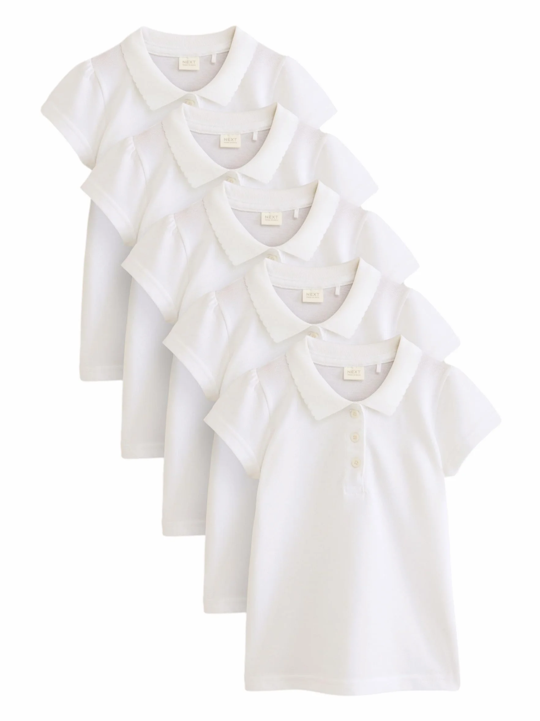 NEXT Fille Polo Slim Manches Courtes 100% Coton Lot de 5
