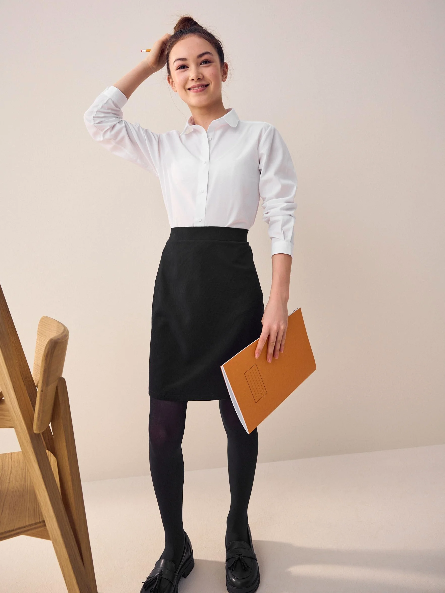 Jupe Crayon Jersey Stretch Enfiler Fille École