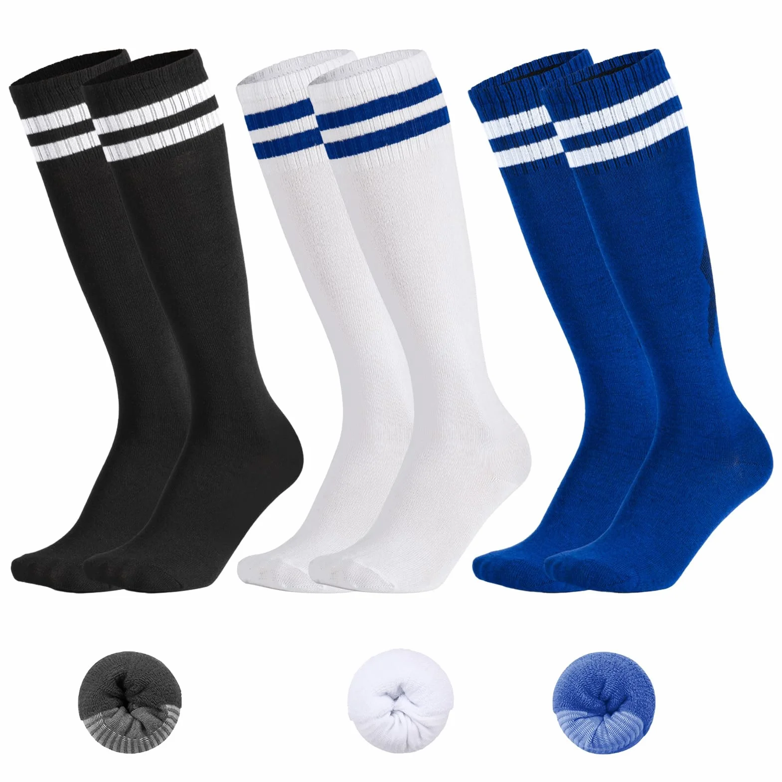 Yamitora Chaussettes de football enfants 35-38 respirantes longues garçons filles 9-12 ans élastiques