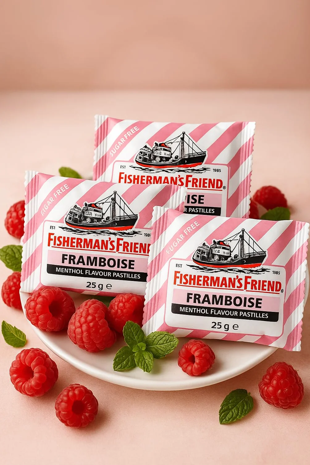 Lot de 3 Bonbons Mentholés Framboise Rafraichissants pour la Gorge
