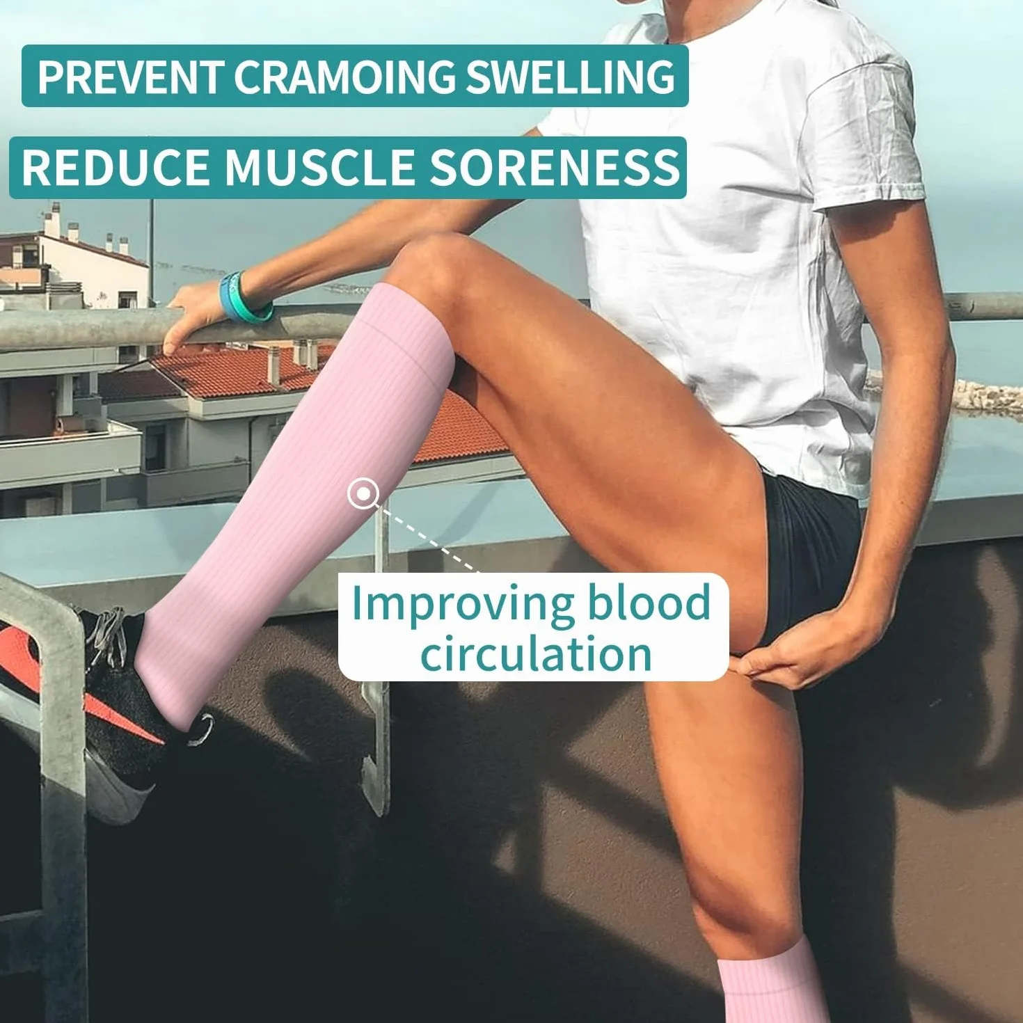 Chaussettes de Compression DRESHOW 4 Paires pour Femmes Hommes Circulation Athlétisme Course Cyclisme Voyage