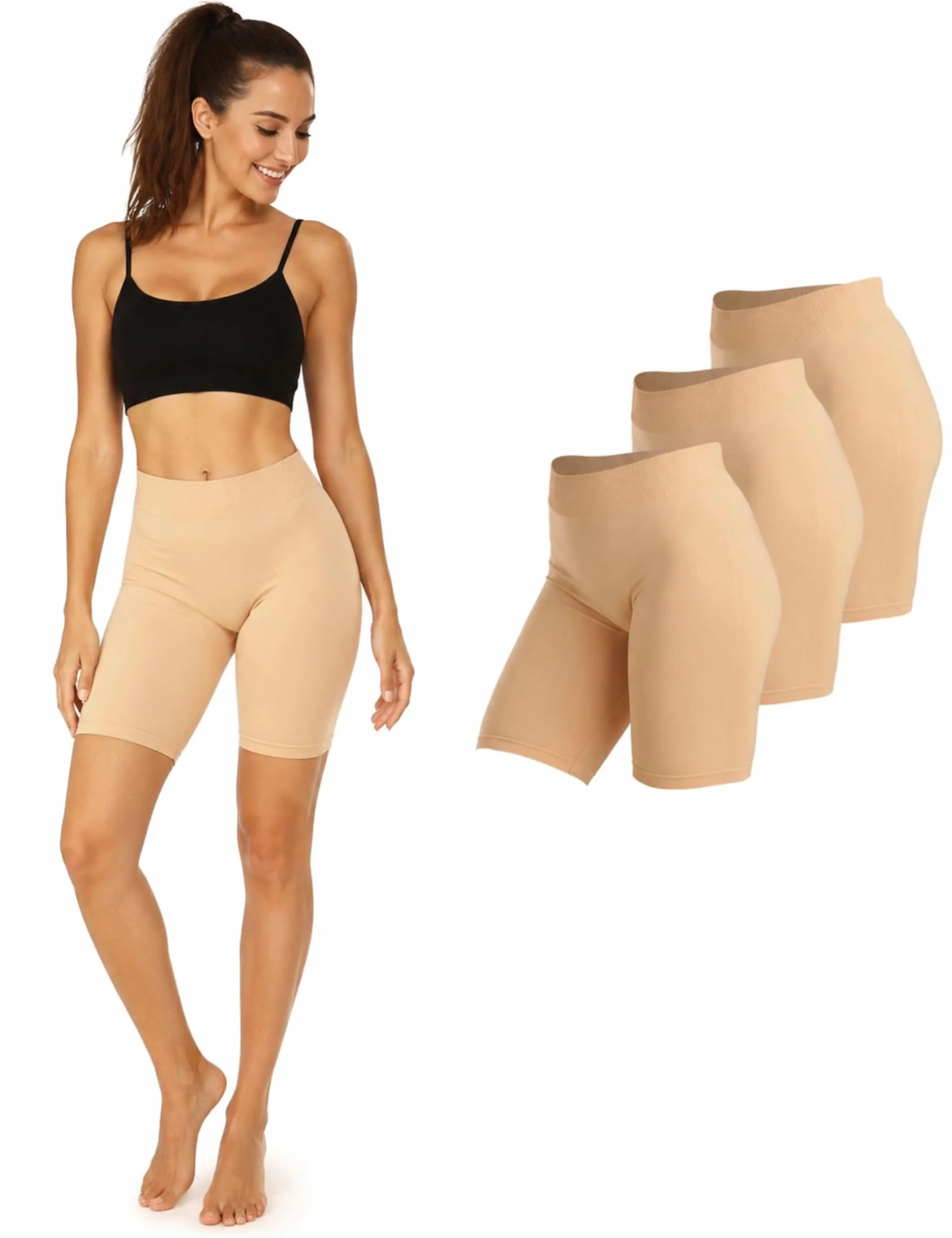 Lot de 3 Leggings Courts pour Femme, Short de Cyclisme, Sous-vêtement Basic Treasure
