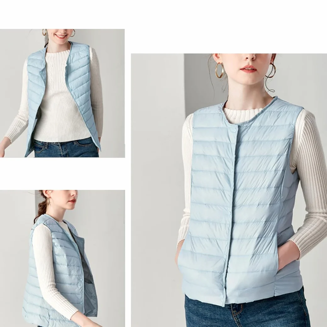 Gilet en Duvet de Canard pour Femme Chaud Sans Manches Hiver