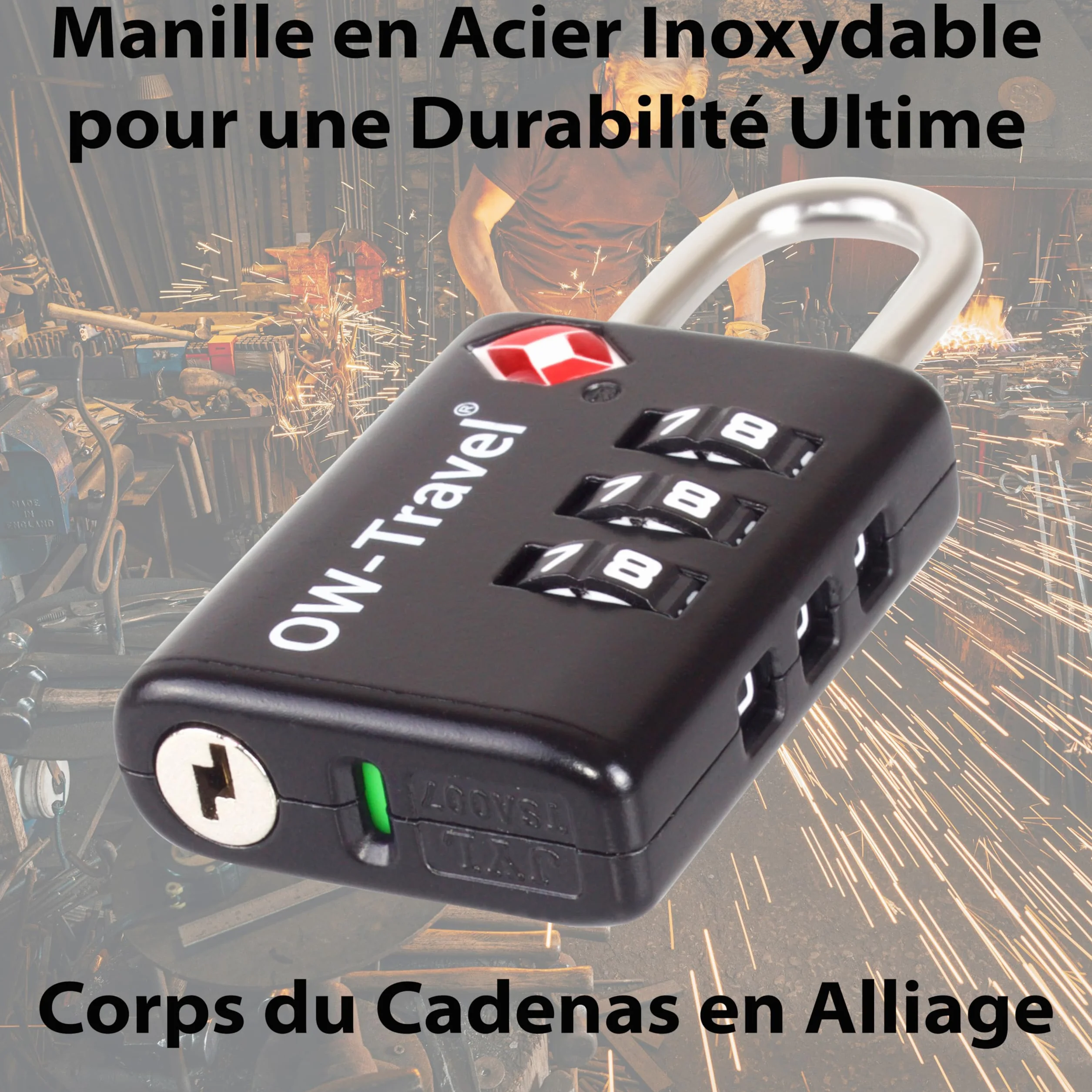 Cadenas TSA pour Valise avec Indicateur d'Ouverture, Code 3 Chiffres Antivol Bagages Avion