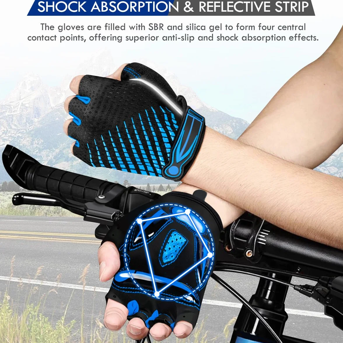 Gants Cyclisme Demi-Doigts Gel Anti-Choc Anti-Dérapage Respirant Vélo VTT Homme Femme