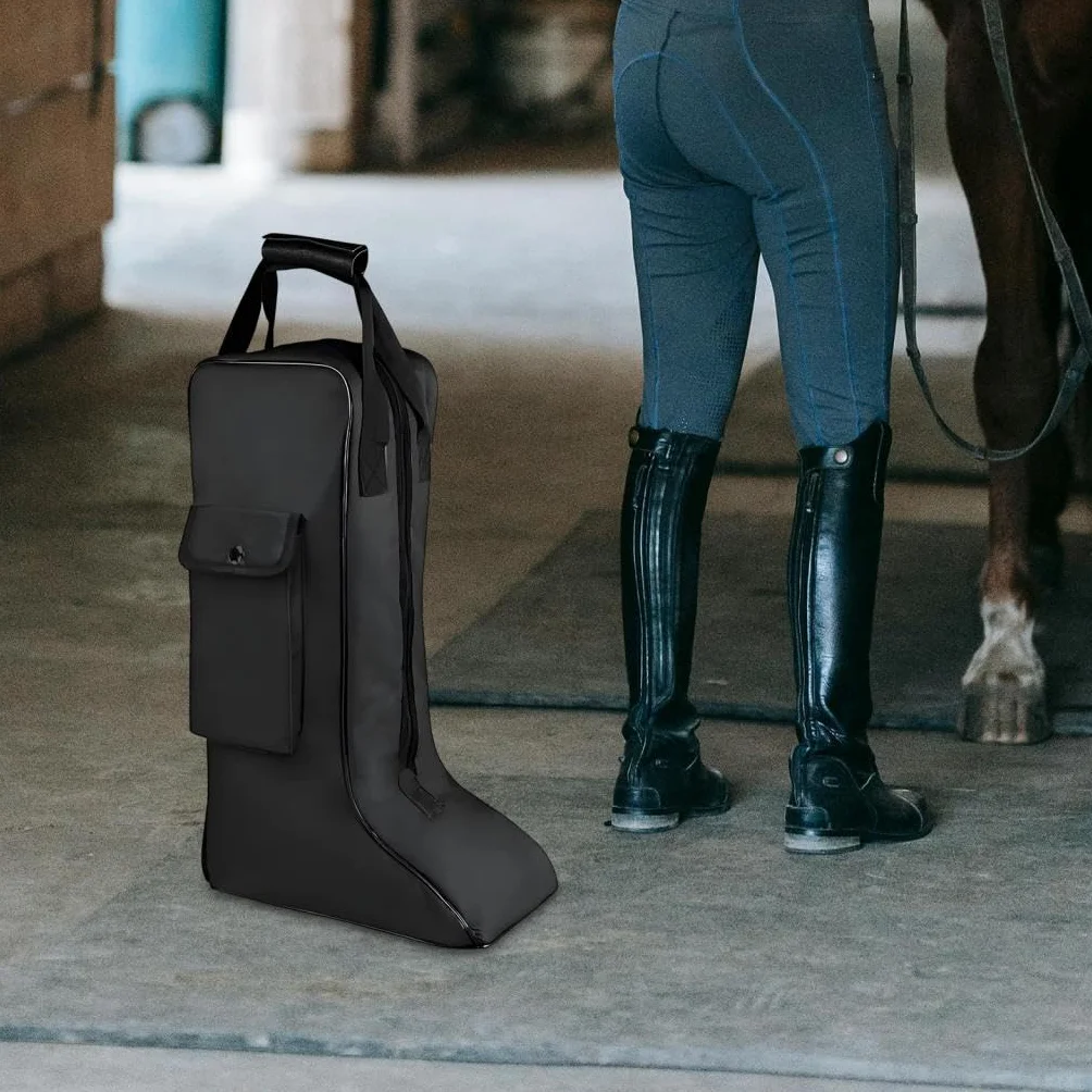 Milageto Housse de Rangement pour Bottes d'Équitation, Sac de Transport Imperméable en Tissu Oxford, avec Poignée Solide, Poche Frontale