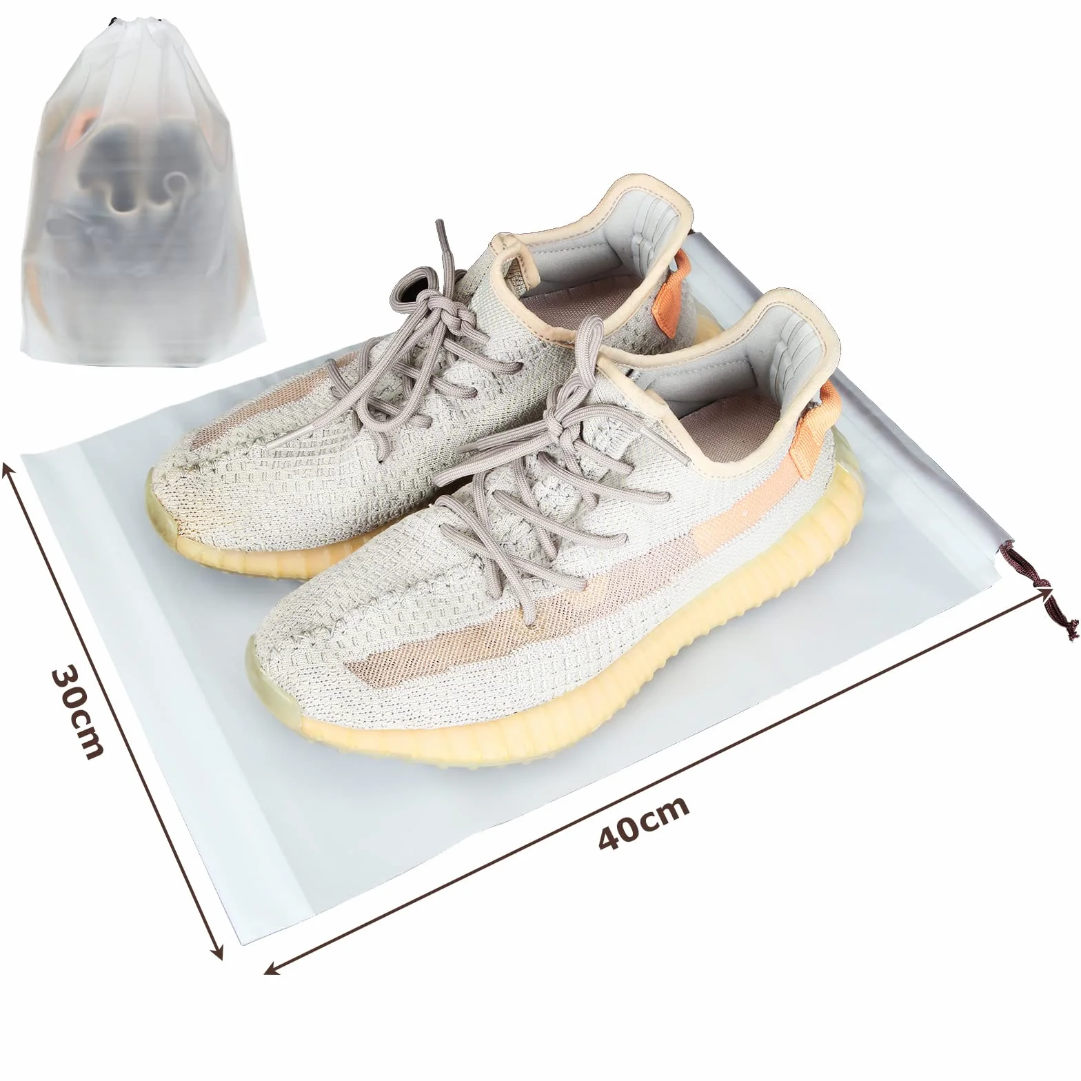 Lot de 60 Sacs à Chaussures de Voyage 40x30CM Transparents avec Cordon