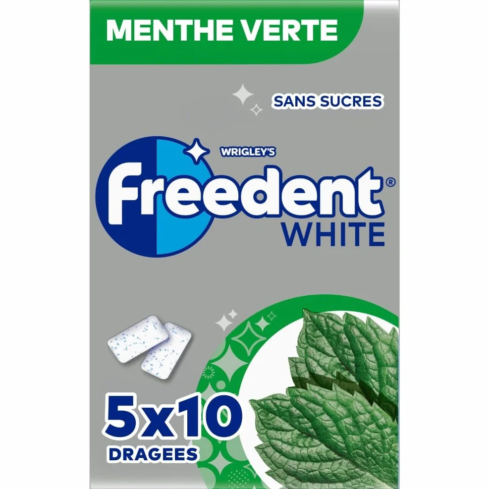 FREEDENT WHITE Guma do żucia bez cukru mięta 5 opakowań 70g