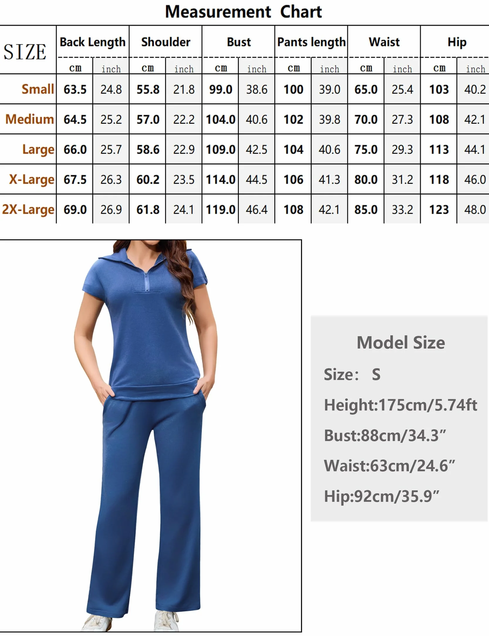 Aottori Survêtement Femme Sport 2 Pièces Jogging Manches Courtes Pantalon Yoga Fitness Zippé Poches