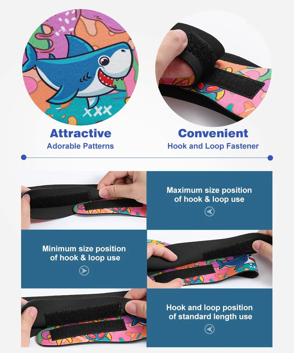 MoKo Protection Auditive Enfant Néoprène, Bandeau Sport Élastique Âge 3-9, Requin Graffiti