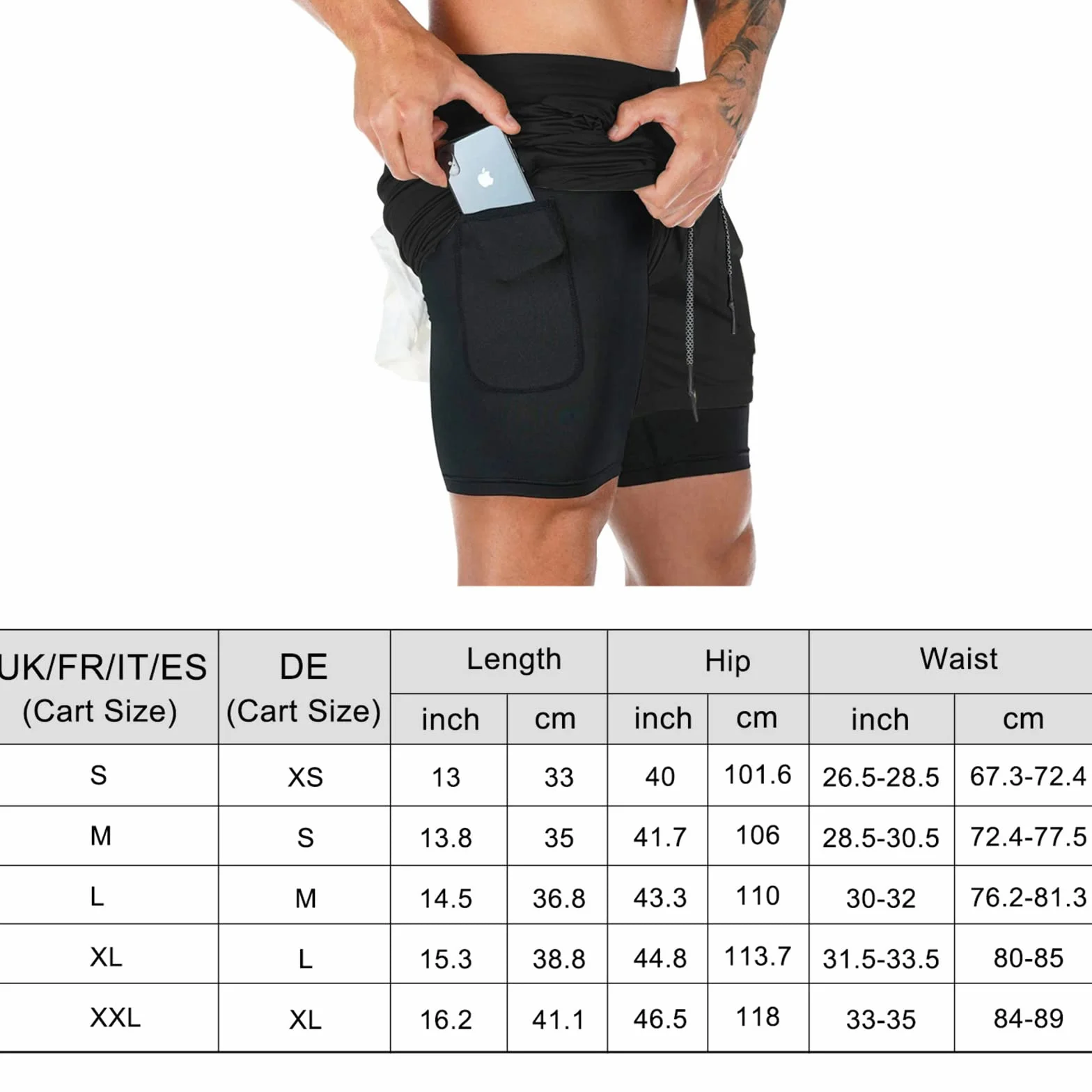 Superora Shorts d'Entraînement Sport Fitness Homme 2-in-1 Double Couche